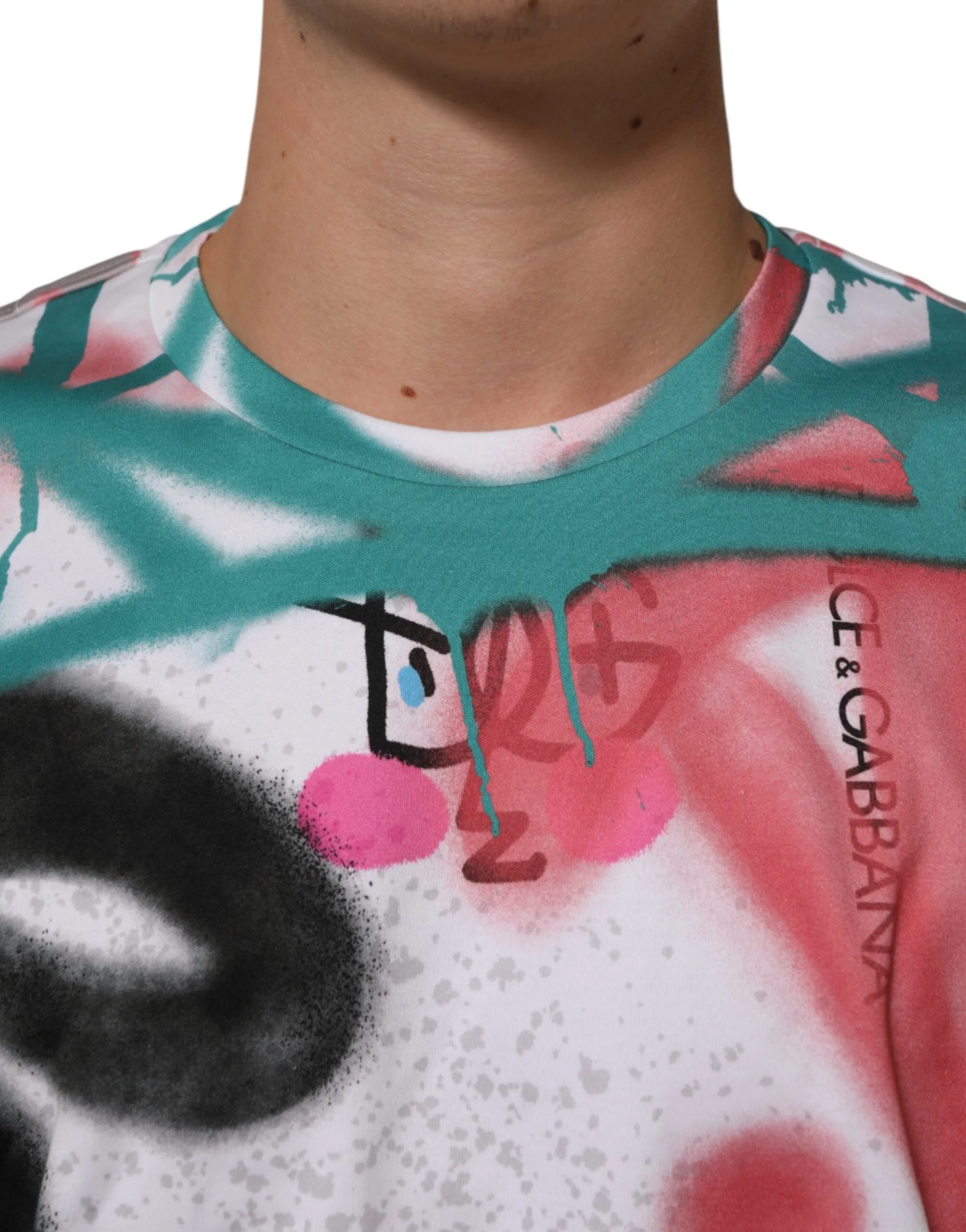 Dolce & Gabbana White Graffiti Crew Neck Short Sleeves T-shirt sold by Siebentaschen product image thumbnail 5