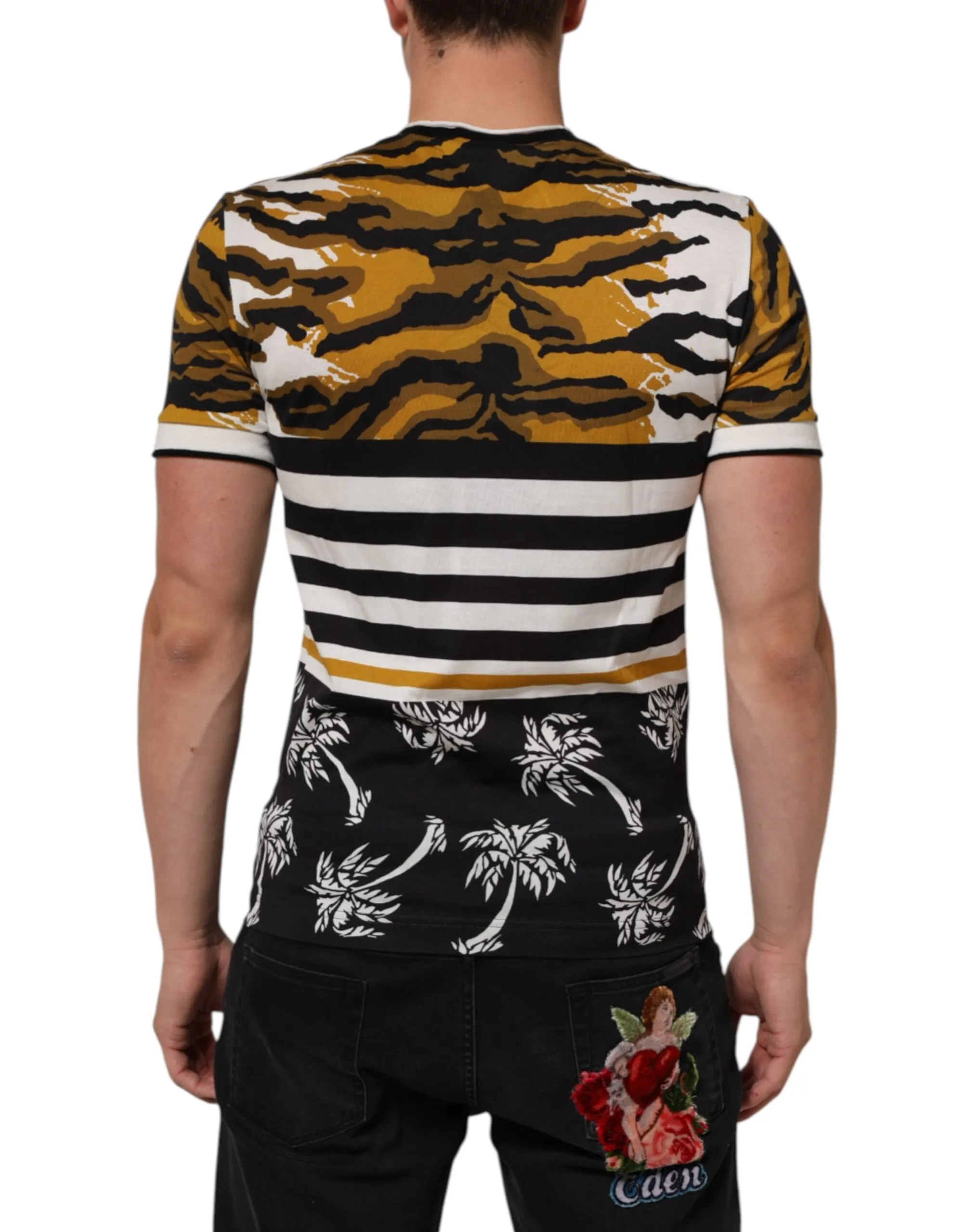 Dolce & Gabbana Multicolor Leopard Palm Leaf Men Crew Neck T-shirt sold by Siebentaschen product image thumbnail 4