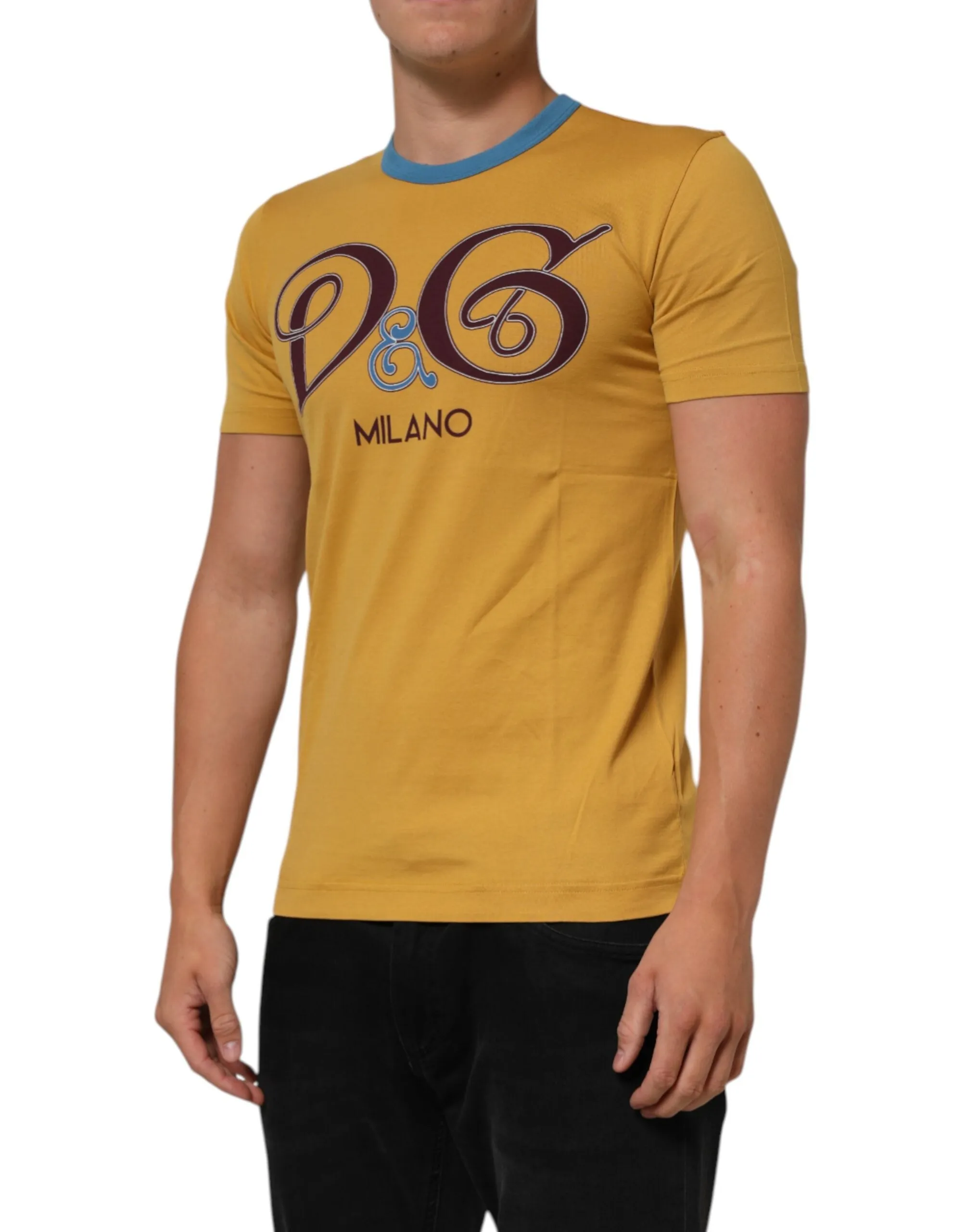Dolce & Gabbana Yellow Logo Crew Neck Short Sleeves T-shirt sold by Siebentaschen product image thumbnail 3