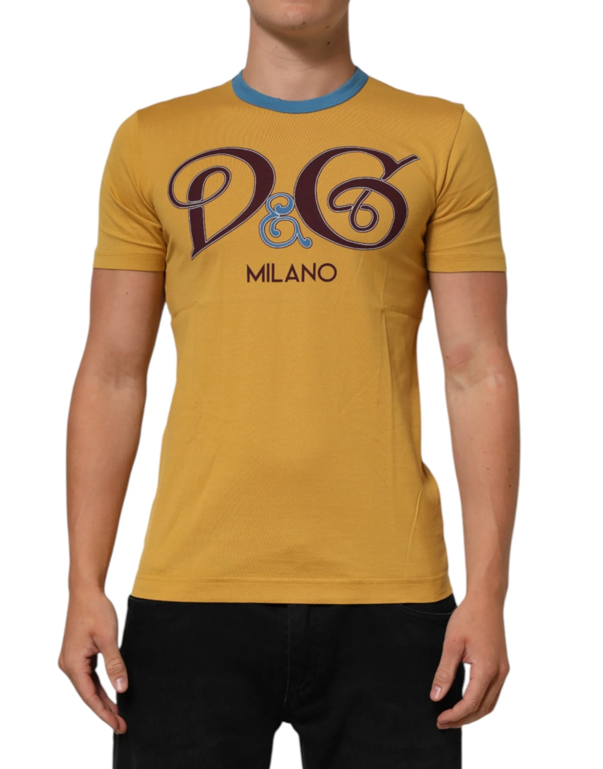 Dolce & Gabbana Yellow Logo Crew Neck Short Sleeves T-shirt sold by Siebentaschen