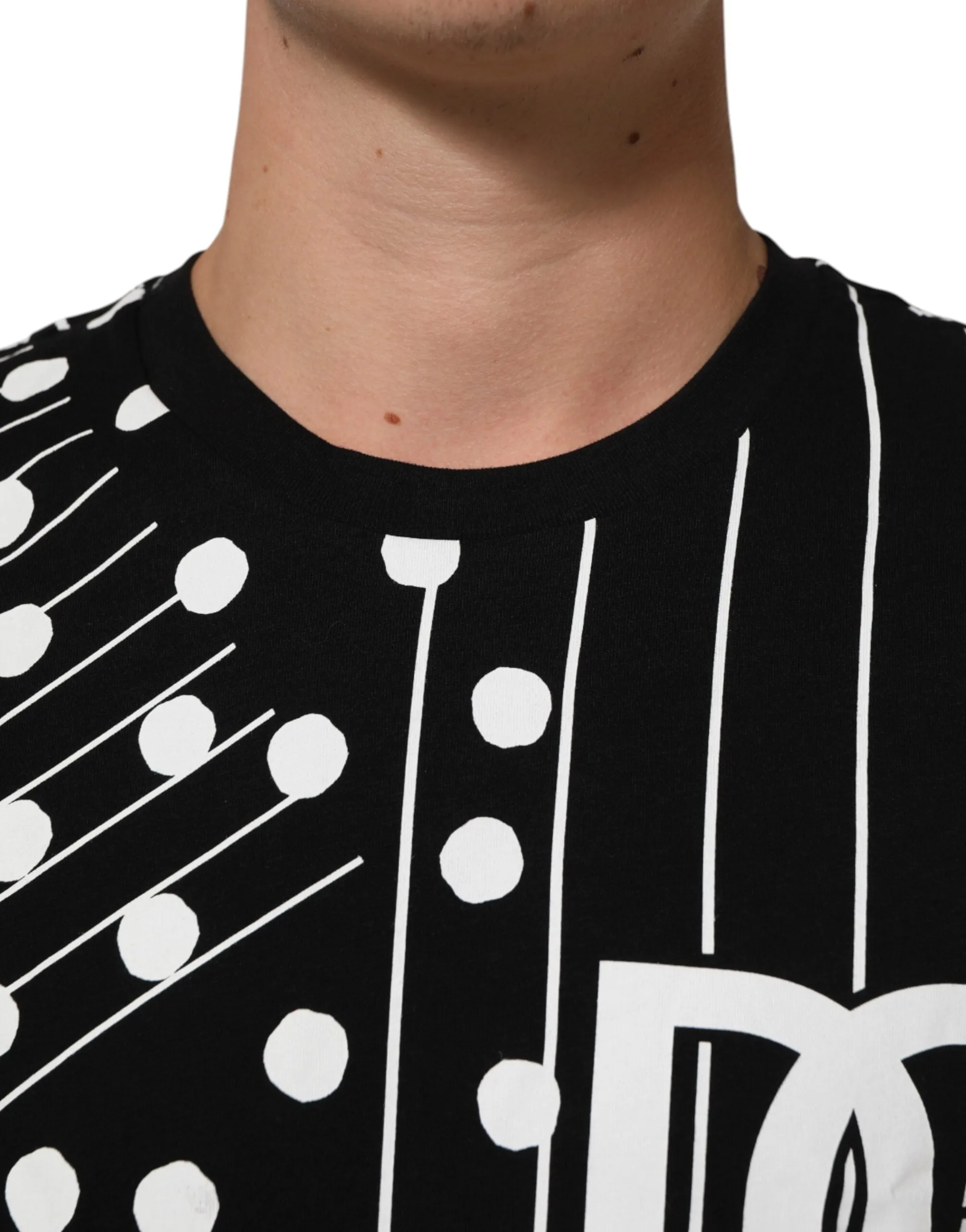 Dolce & Gabbana Black Cotton Polka Dots Round Neck T-shirt sold by Siebentaschen product image thumbnail 5