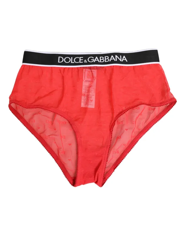 Dolce & Gabbana Red Nylon Logo Waistband Brief Panty Underwear sold by Siebentaschen