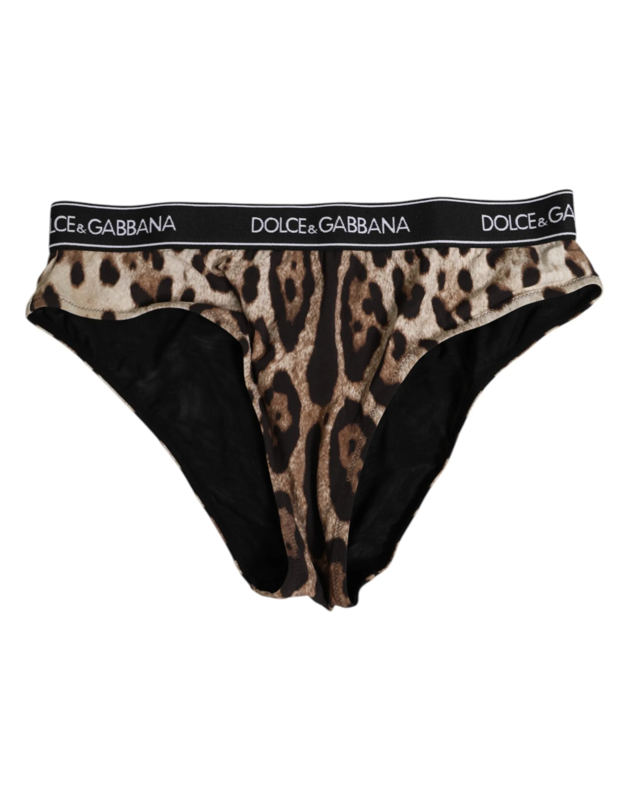 Dolce & Gabbana Brown Leopard Nylon High Waist Panty Underwear sold by Siebentaschen