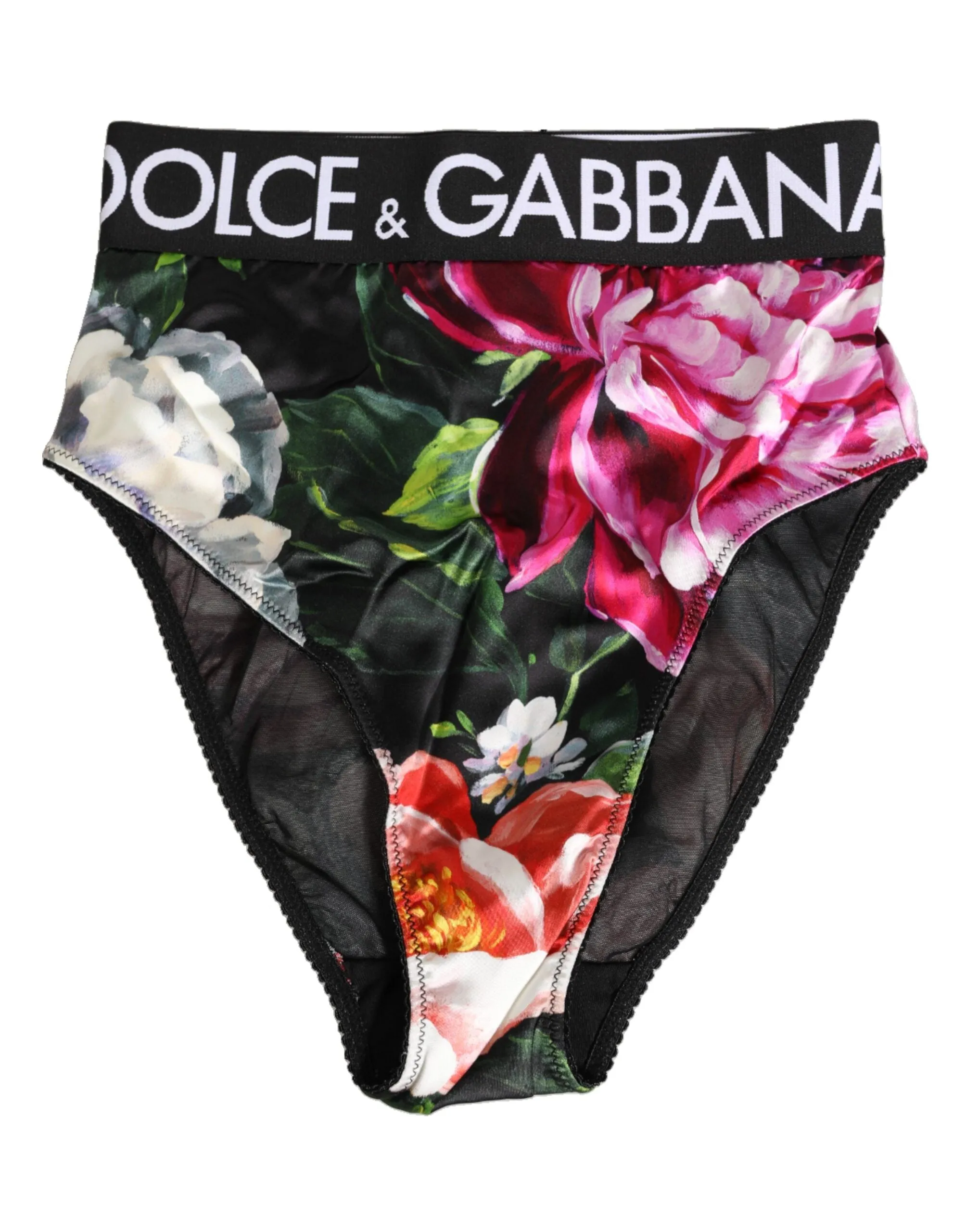 Dolce & Gabbana Black Floral Print High Waist Panty Underwear sold by Siebentaschen