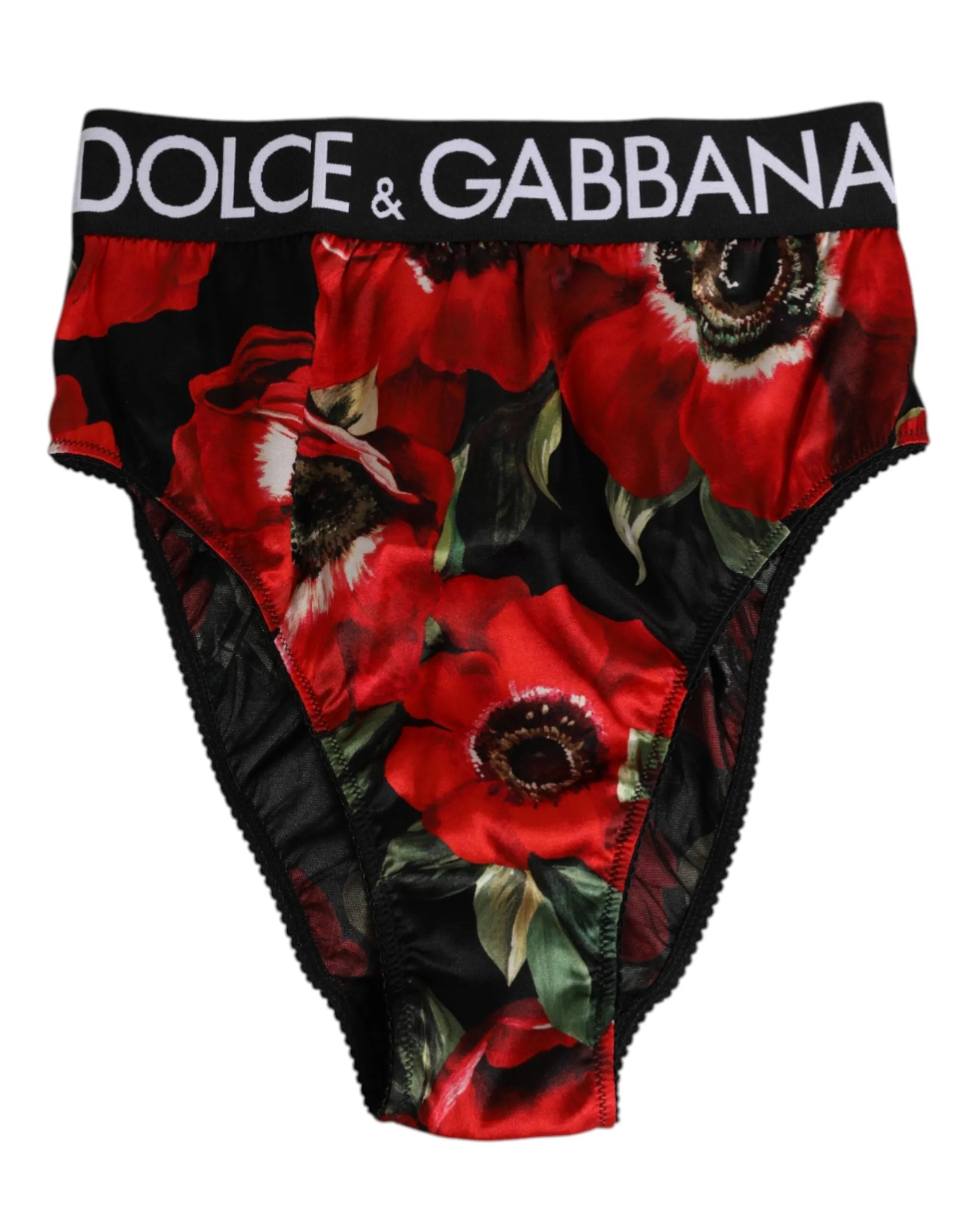 Dolce & Gabbana Black Floral Print High Waist Panty Underwear sold by Siebentaschen