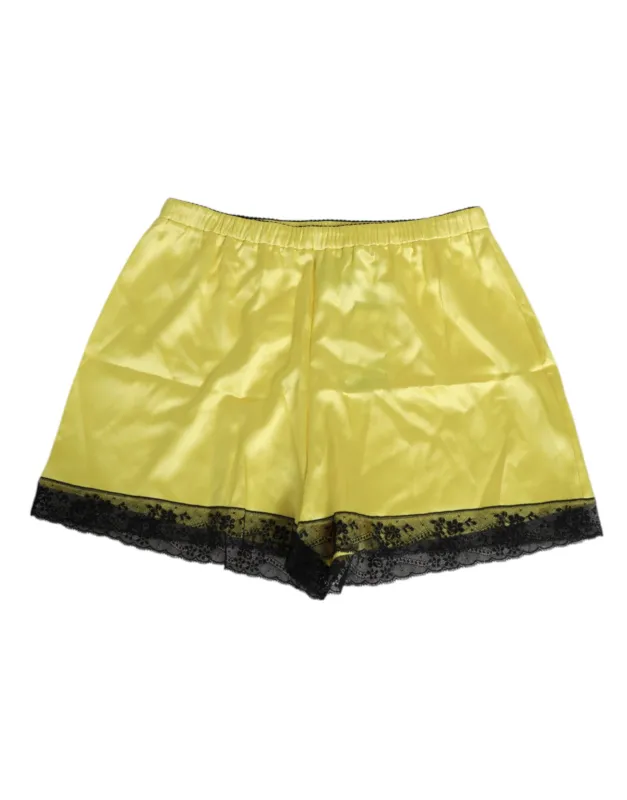 Dolce & Gabbana Yellow Satin Silk Mid Waist Underwear Shorts sold by Siebentaschen