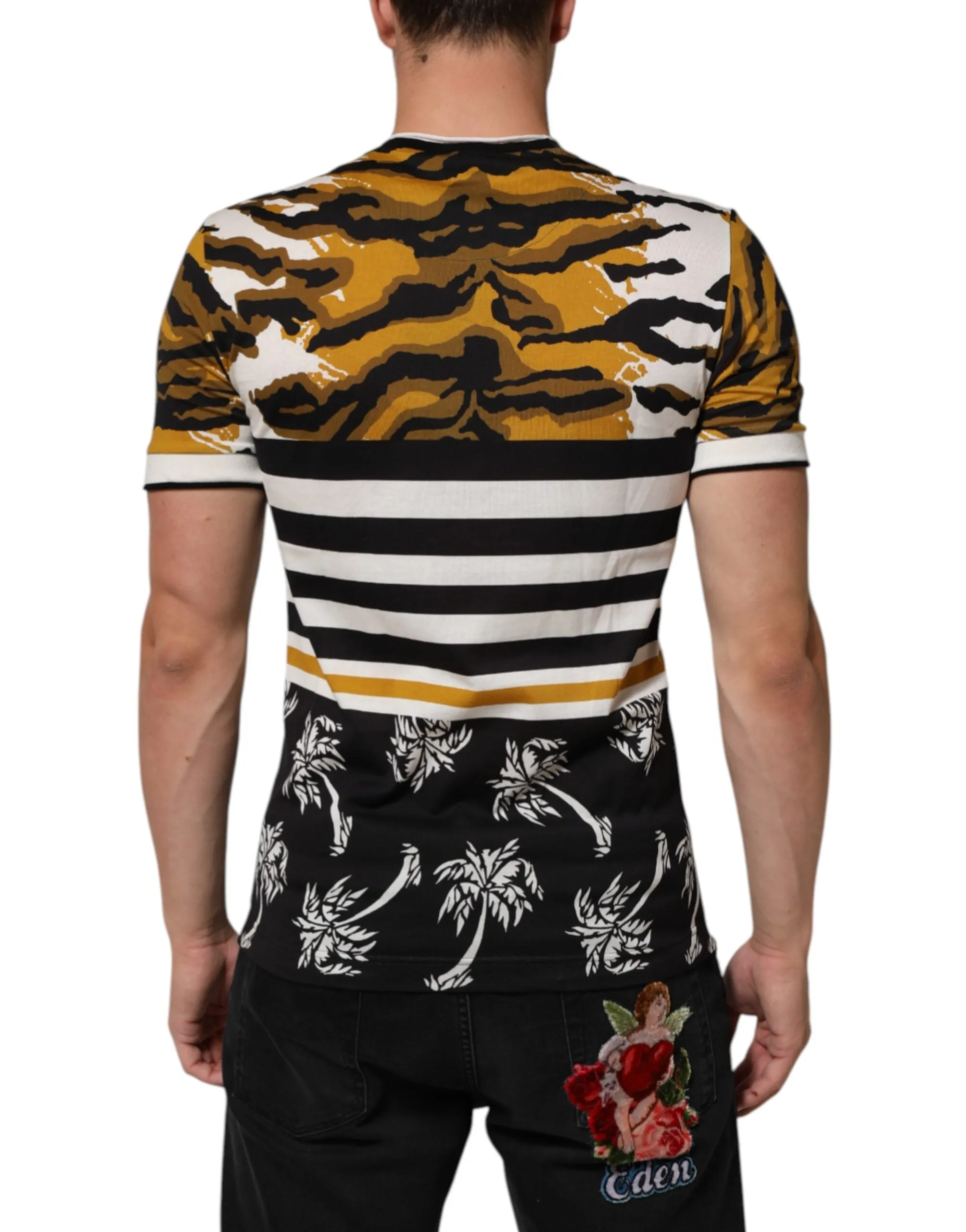 Dolce & Gabbana Multicolor Leopard Palm Leaf Men Crew Neck T-shirt sold by Siebentaschen product image thumbnail 4