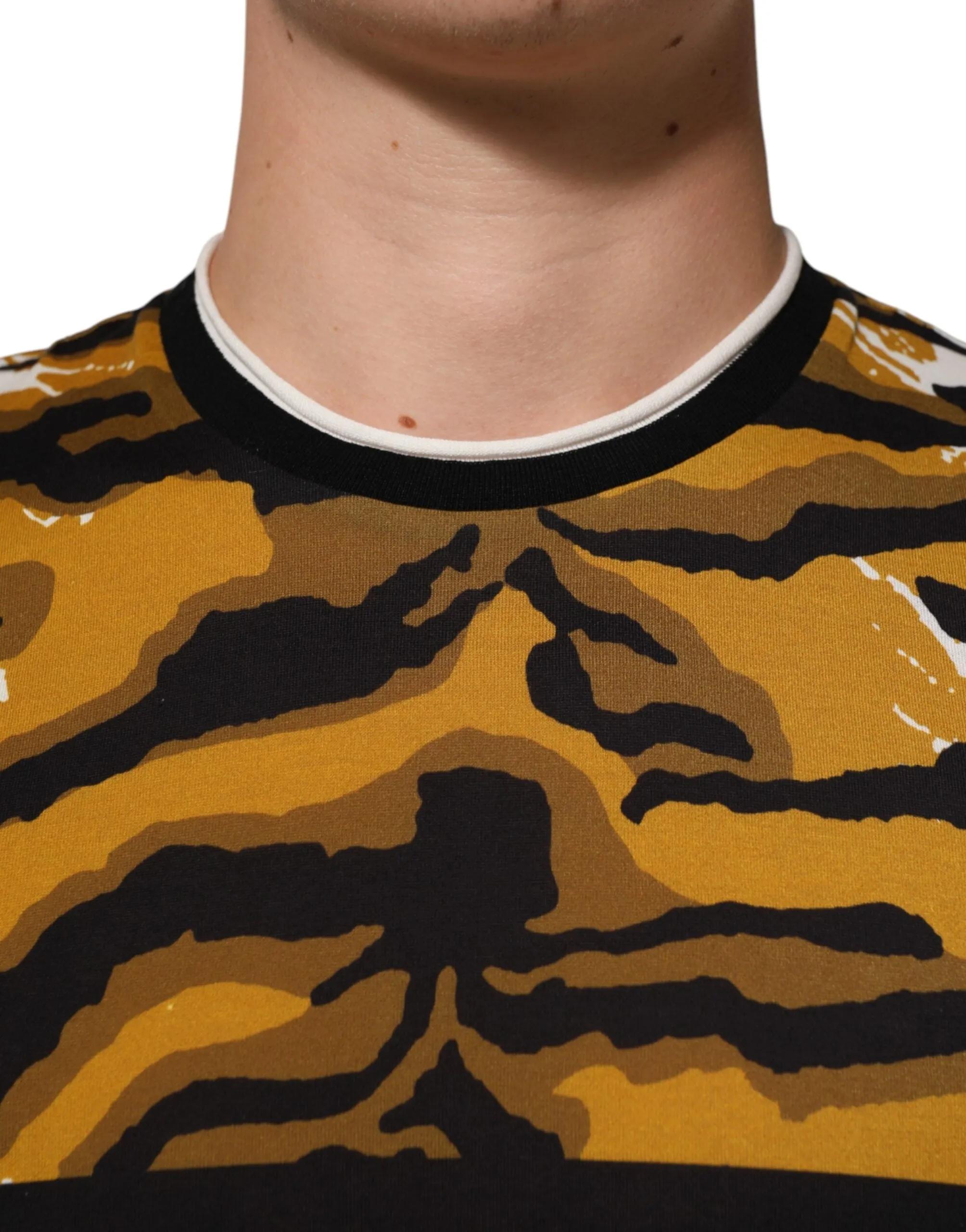 Dolce & Gabbana Multicolor Leopard Palm Leaf Men Crew Neck T-shirt sold by Siebentaschen product image thumbnail 5