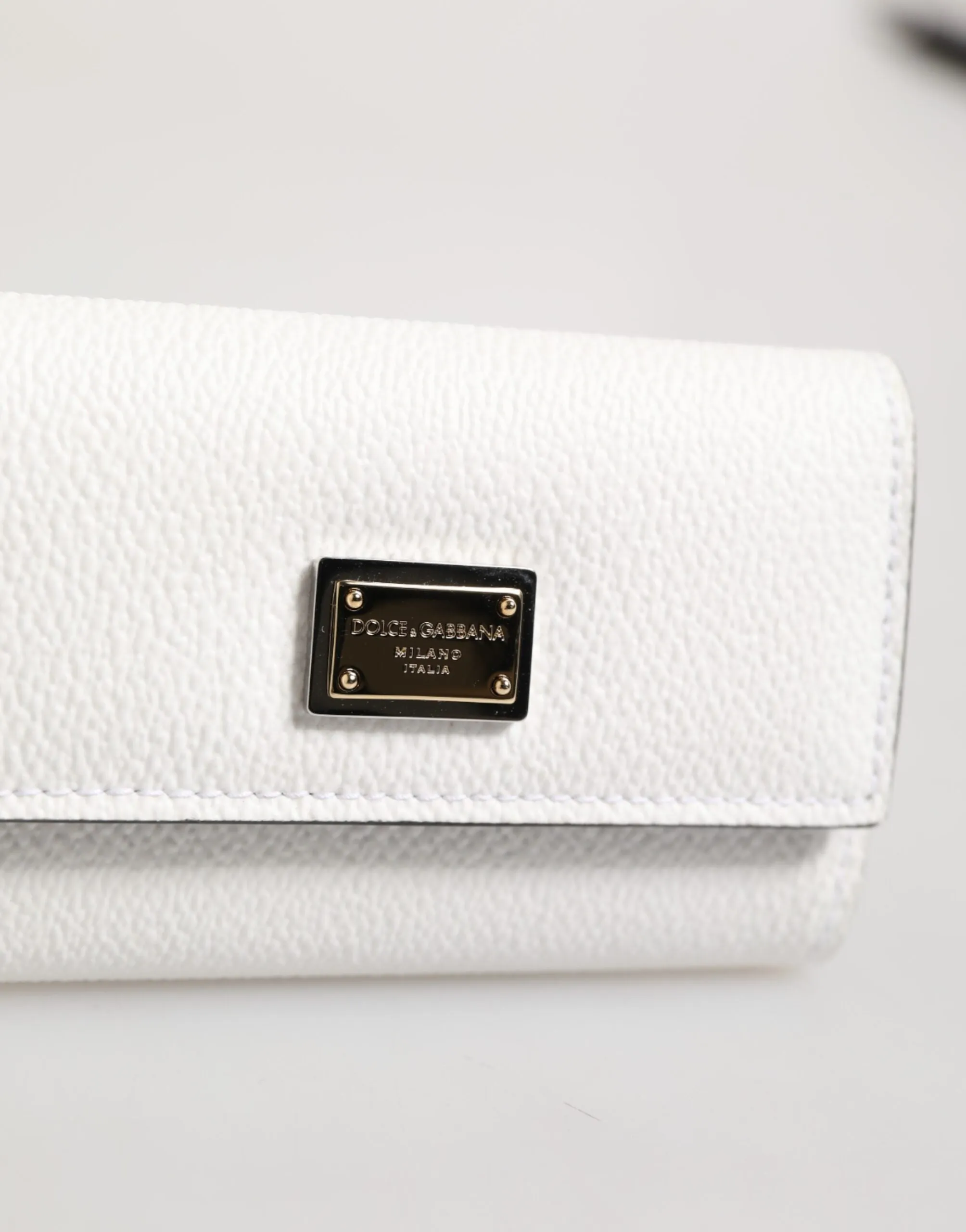 Dolce & Gabbana White Leather Card Case Holder Wallet Gold Logo Plate Key Holder sold by Siebentaschen product image thumbnail 3