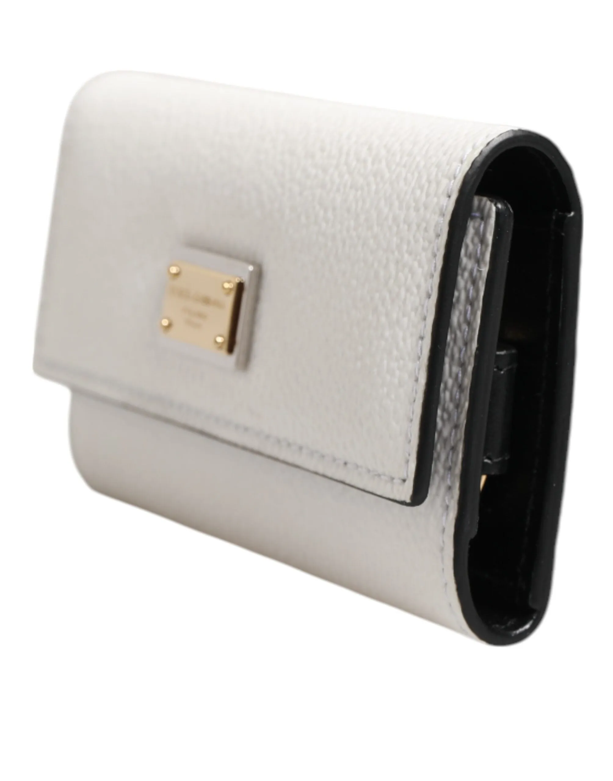 Dolce & Gabbana White Leather Card Case Holder Wallet Gold Logo Plate Key Holder sold by Siebentaschen product image thumbnail 4