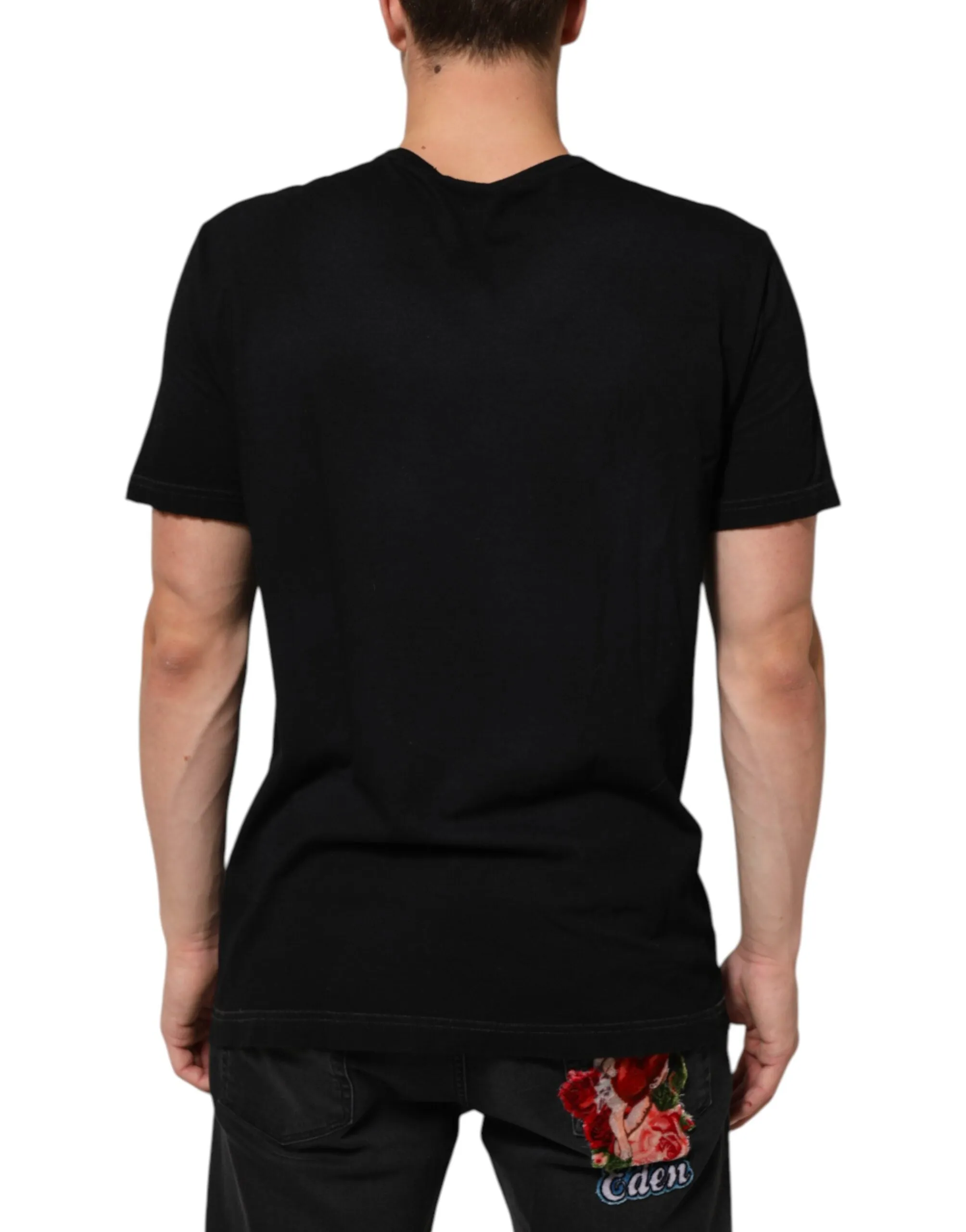 Dolce & Gabbana Black Musical Print Cotton Crew Neck T-shirt sold by Siebentaschen product image thumbnail 4