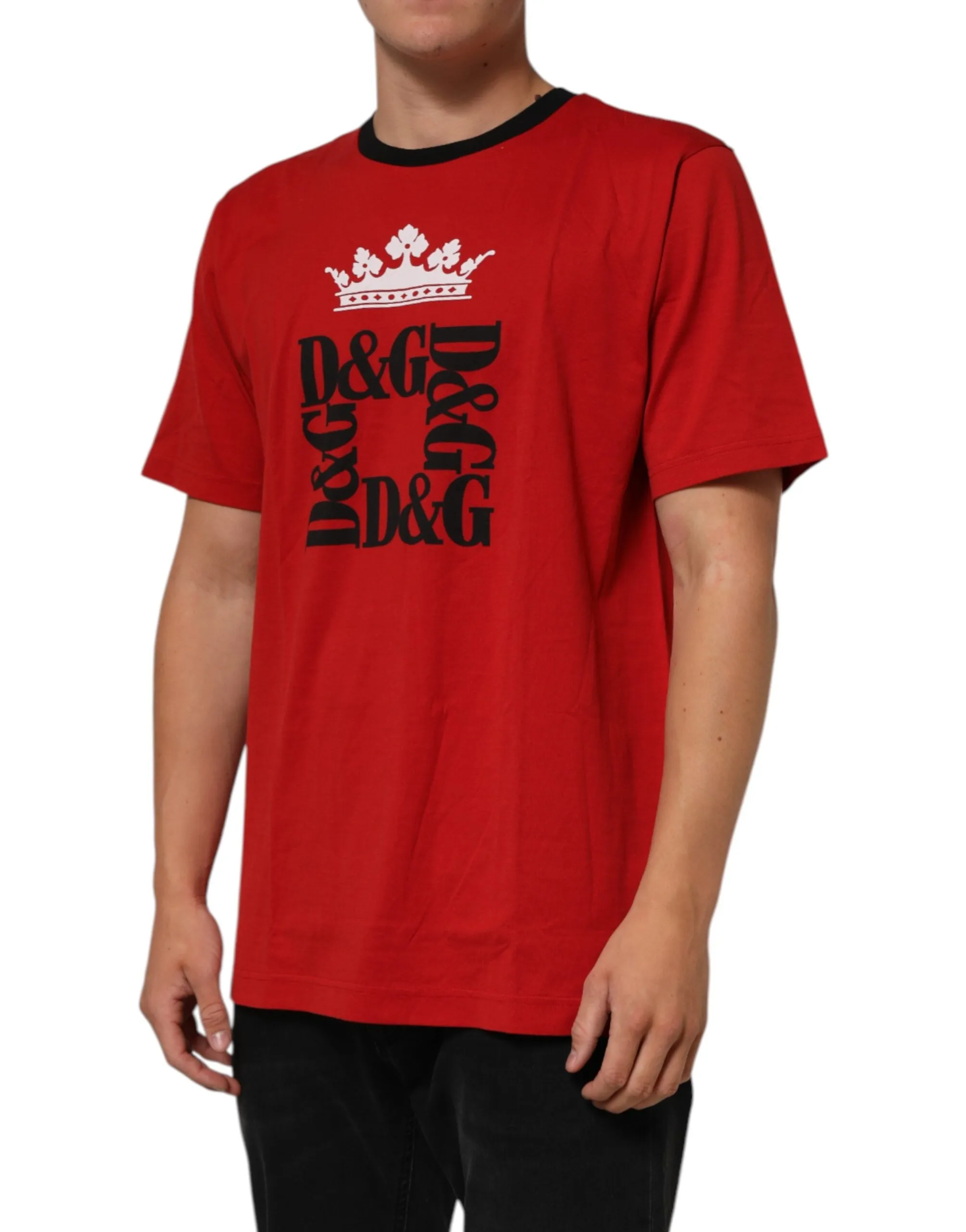 Dolce & Gabbana Red Logo Crown Cotton Short Sleeves T-shirt sold by Siebentaschen product image thumbnail 3