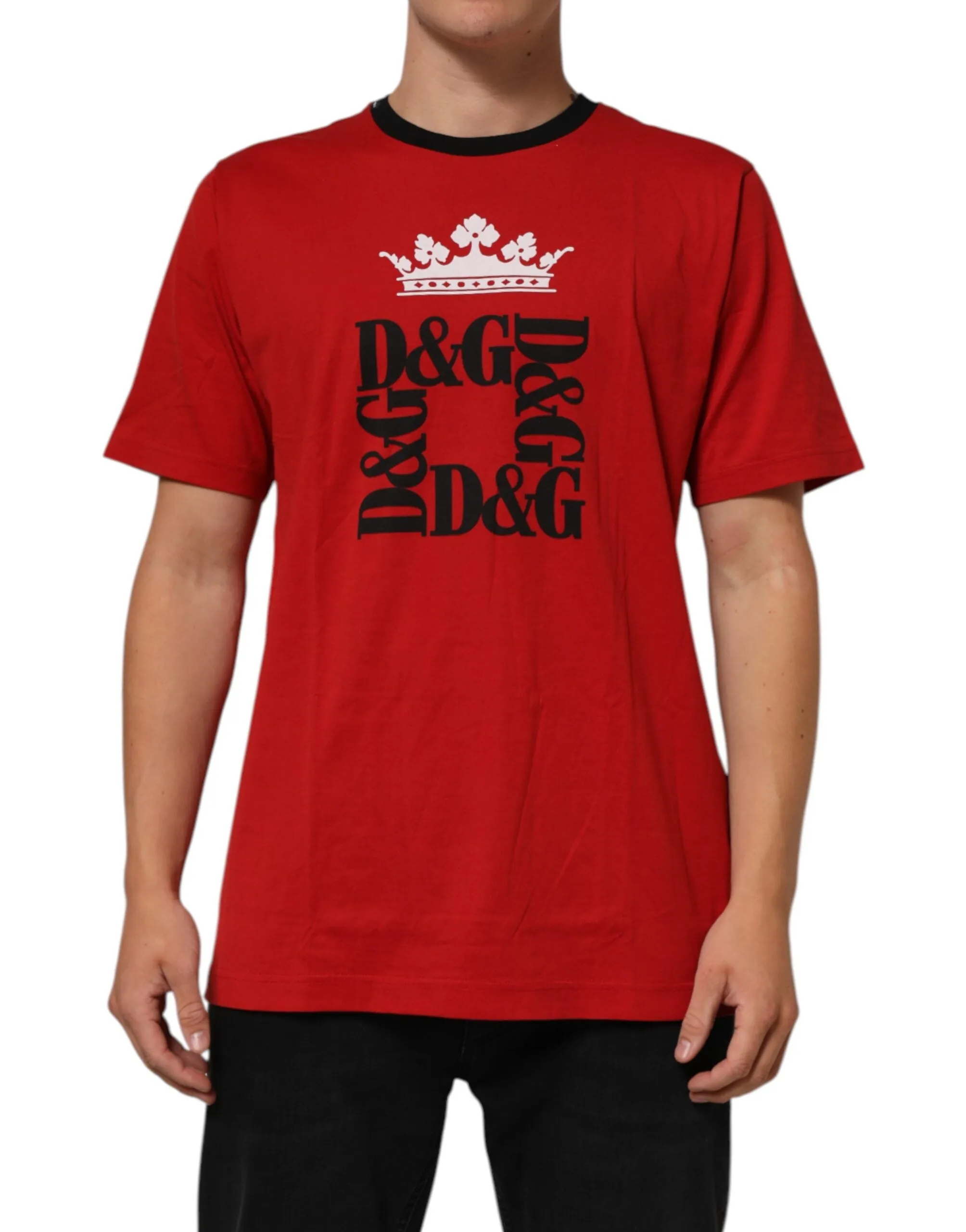 Dolce & Gabbana Red Logo Crown Cotton Short Sleeves T-shirt sold by Siebentaschen product image thumbnail 2