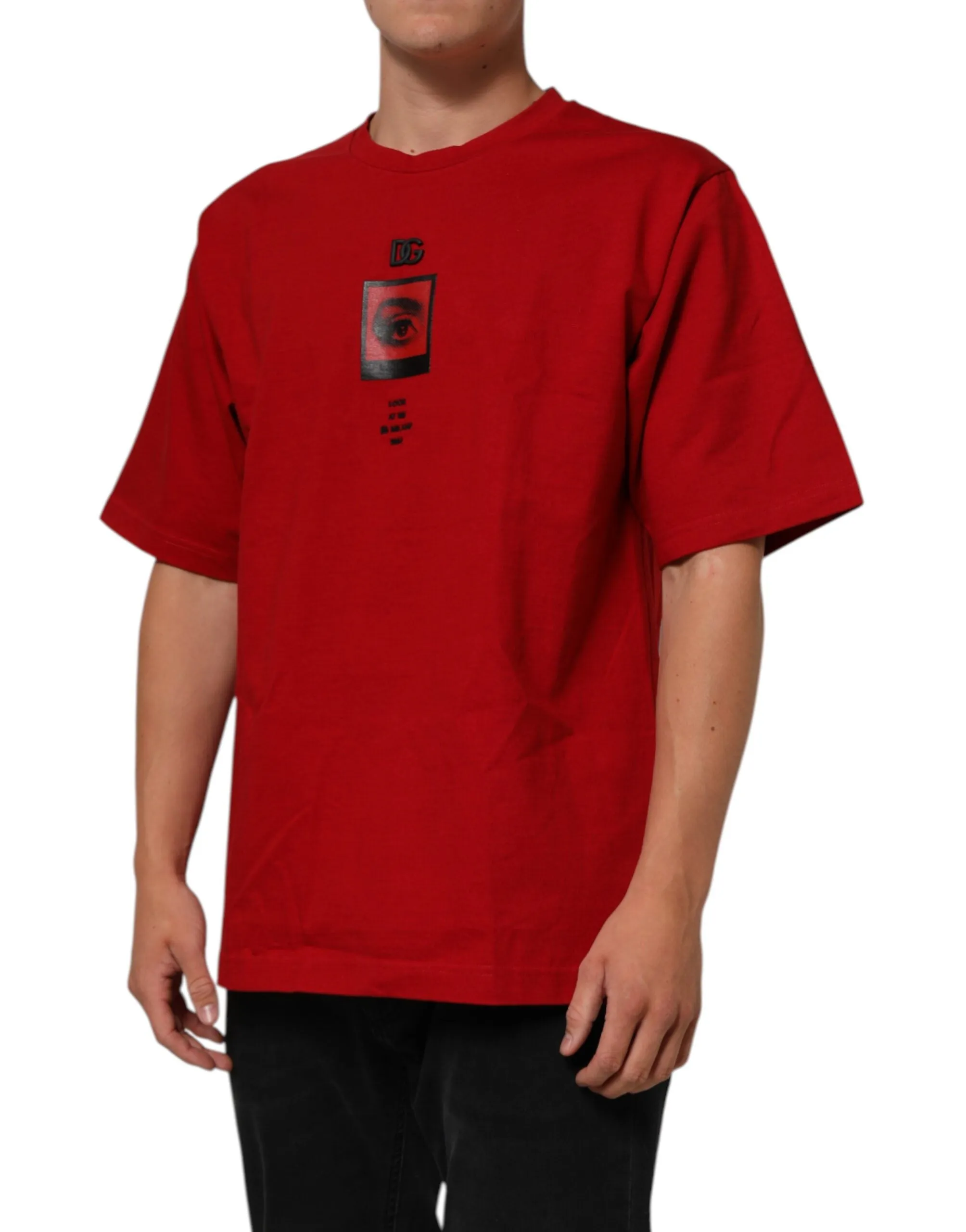 Dolce & Gabbana Red Logo Eye Print Cotton Short Sleeve T-shirt sold by Siebentaschen product image thumbnail 3