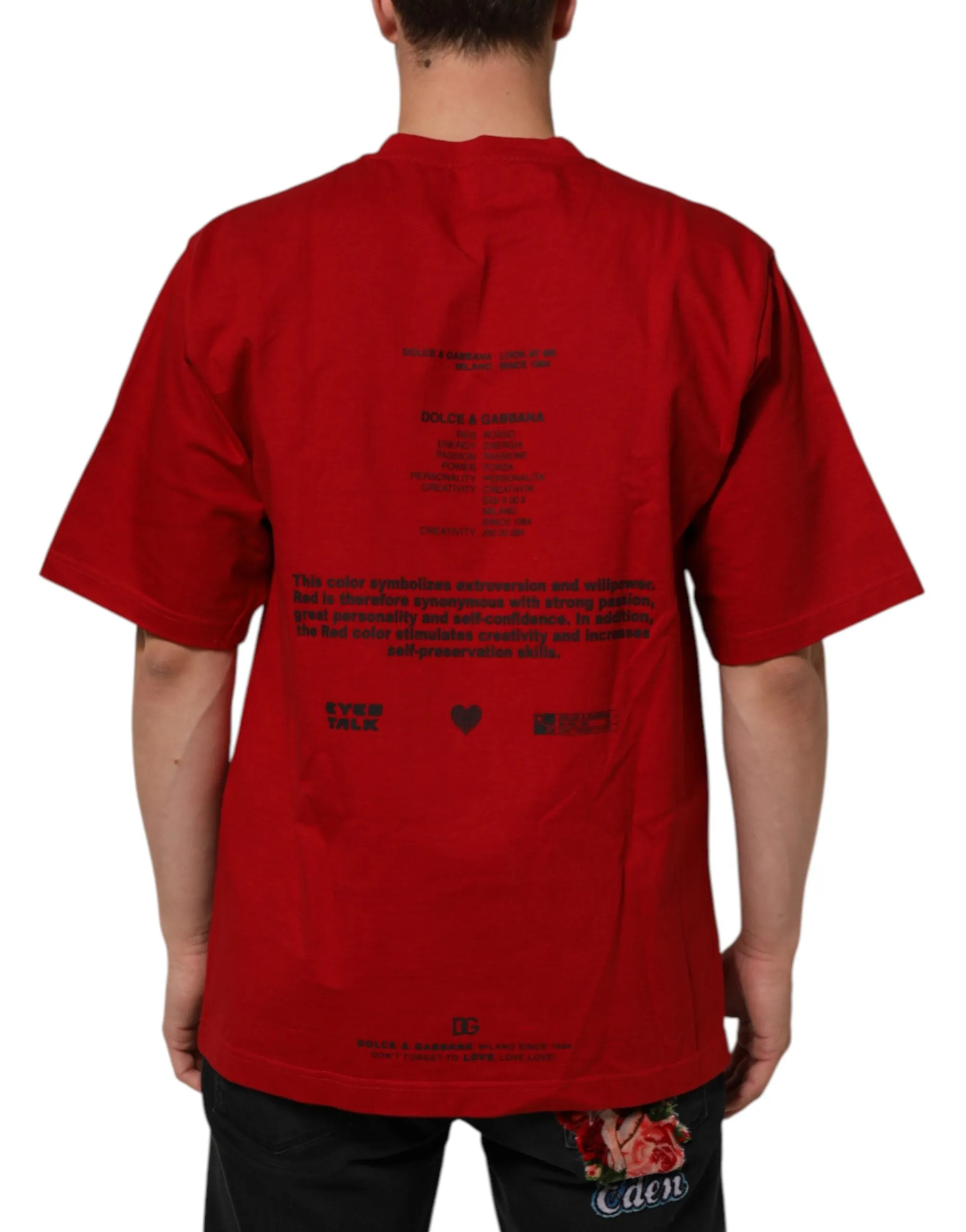 Dolce & Gabbana Red Logo Eye Print Cotton Short Sleeve T-shirt sold by Siebentaschen product image thumbnail 4