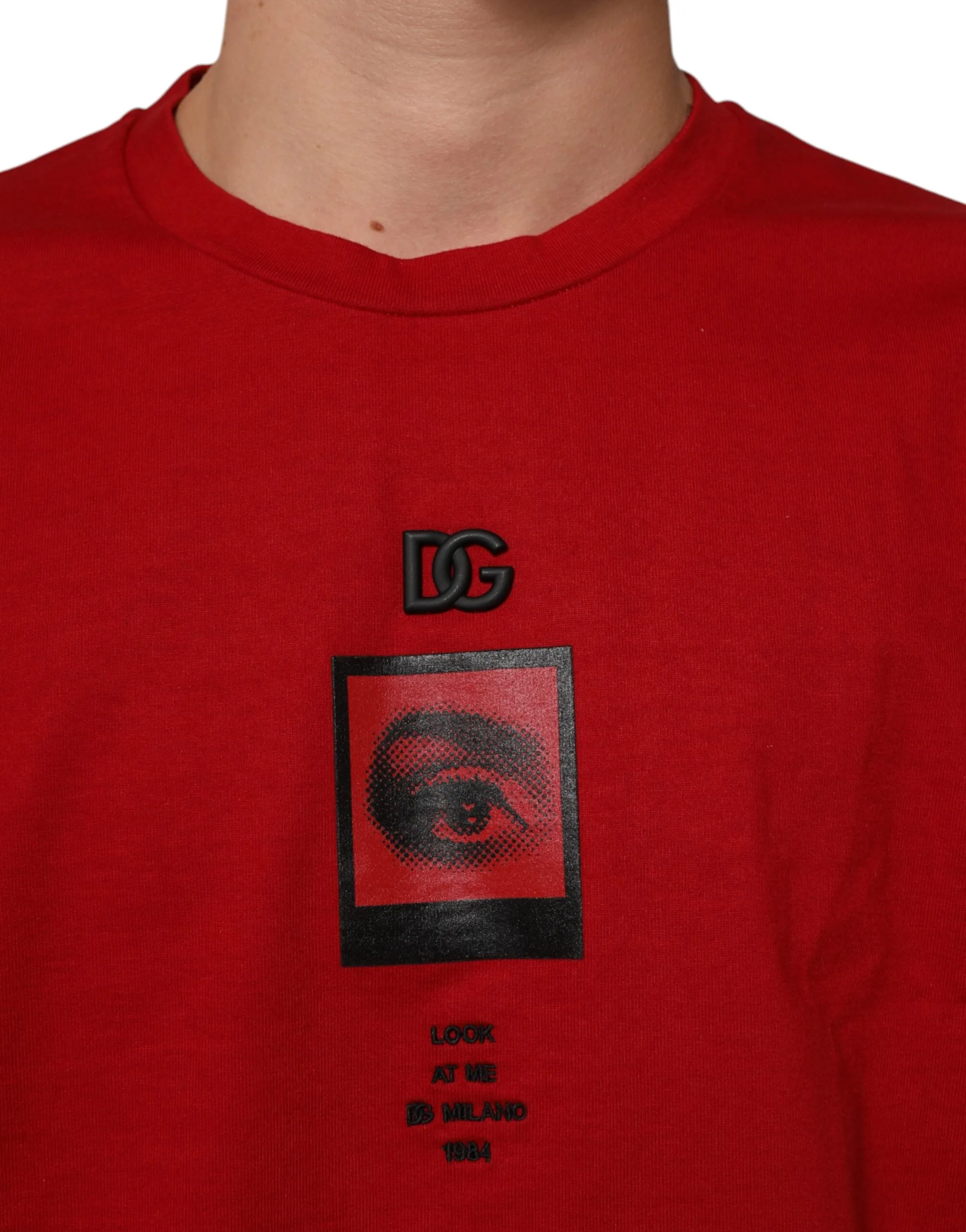Dolce & Gabbana Red Logo Eye Print Cotton Short Sleeve T-shirt sold by Siebentaschen product image thumbnail 5