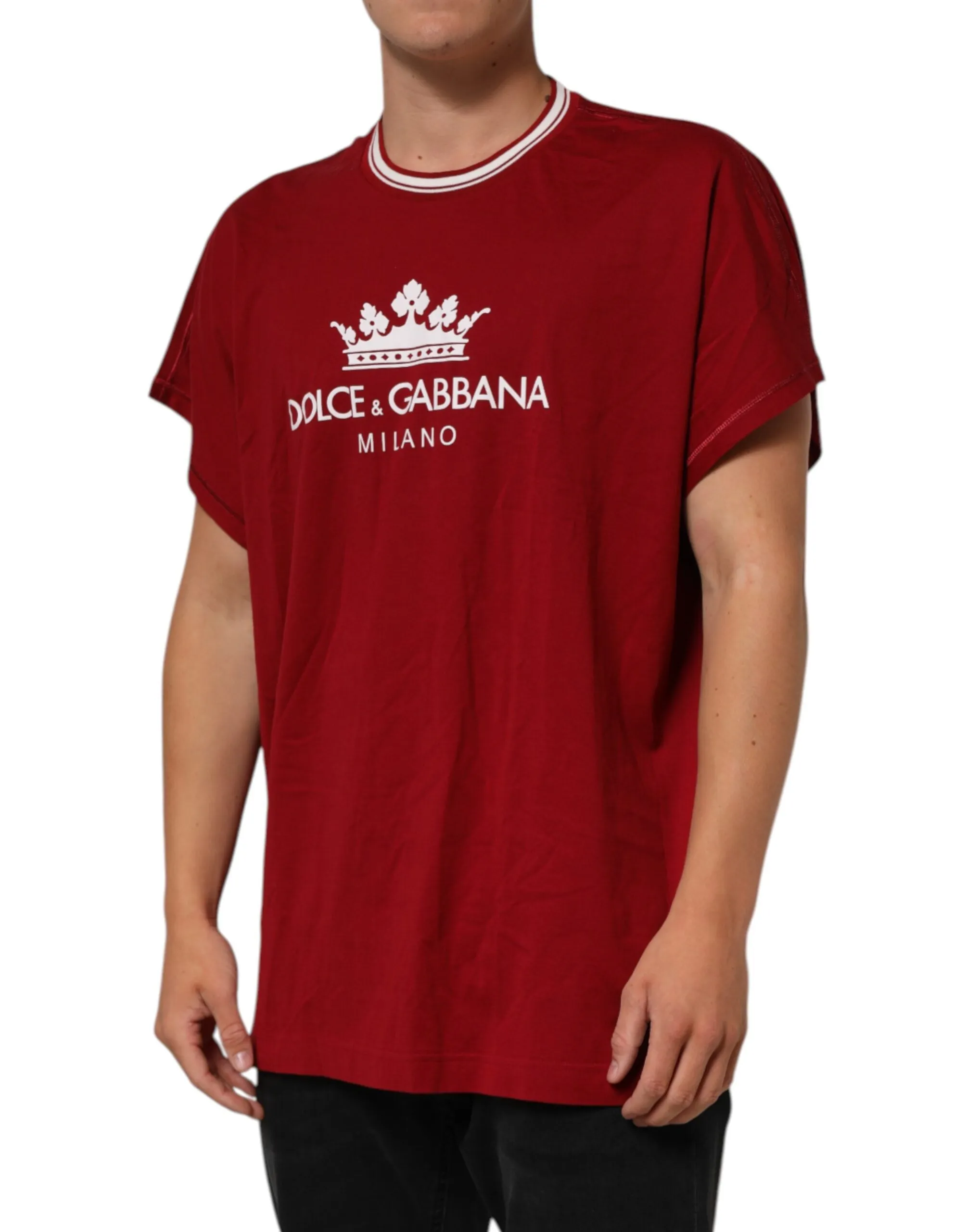 Dolce & Gabbana Maroon LogoCrown Cotton Half Sleeve T-shirt sold by Siebentaschen product image thumbnail 3