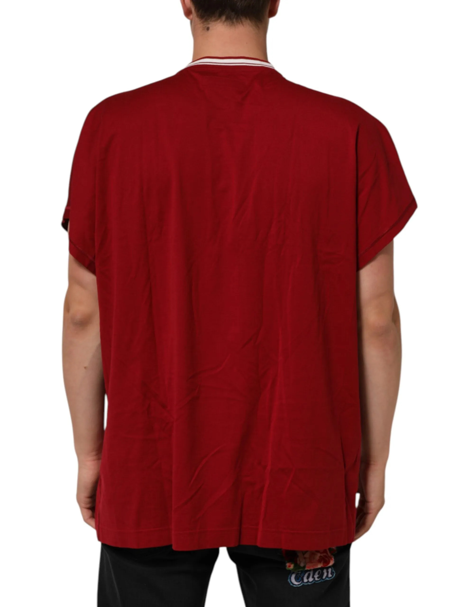 Dolce & Gabbana Maroon LogoCrown Cotton Half Sleeve T-shirt sold by Siebentaschen product image thumbnail 4