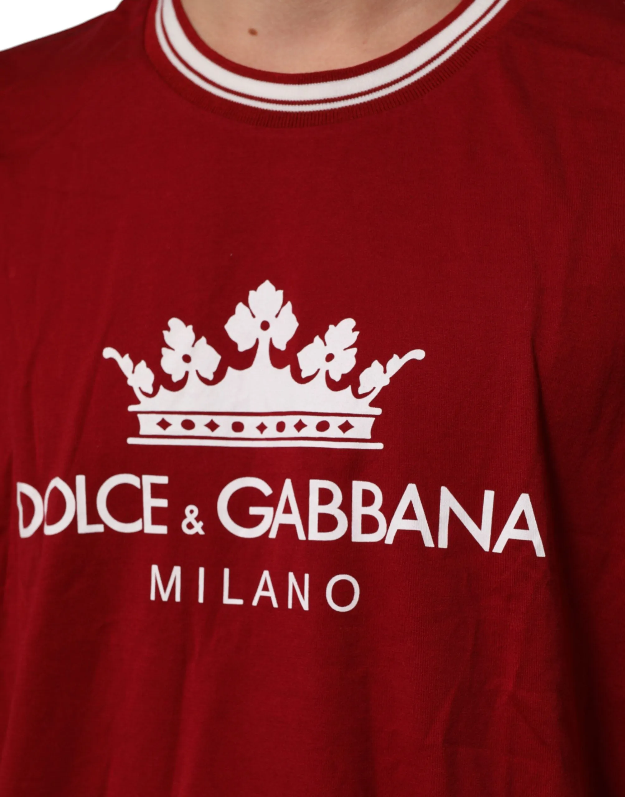 Dolce & Gabbana Maroon LogoCrown Cotton Half Sleeve T-shirt sold by Siebentaschen product image thumbnail 5