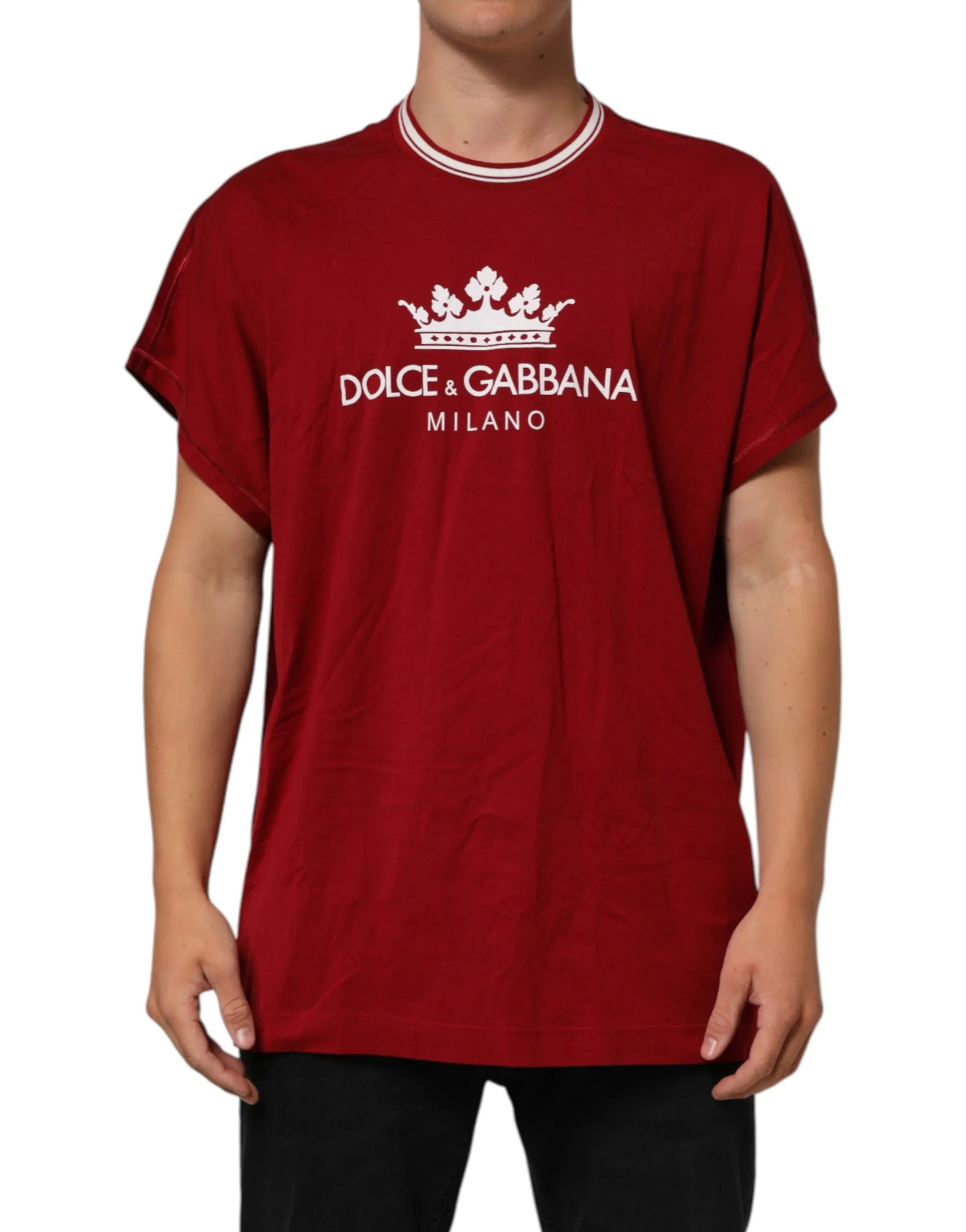 Dolce & Gabbana Maroon LogoCrown Cotton Half Sleeve T-shirt sold by Siebentaschen product image thumbnail 2