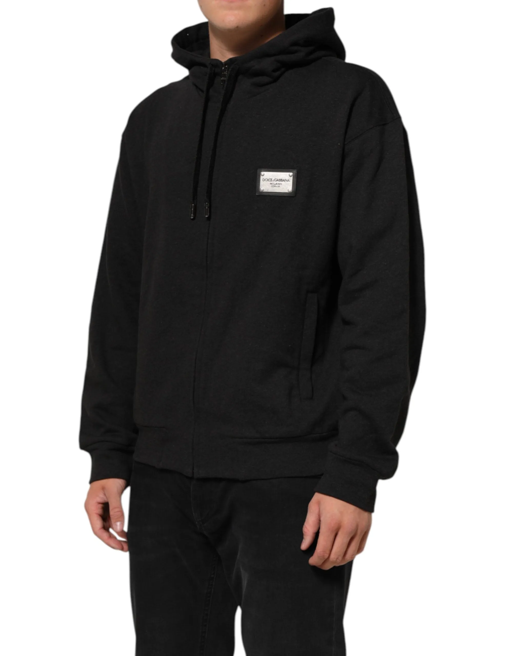 Dolce & Gabbana Black Logo FullZip Hooded Sweatshirt Sweater sold by Siebentaschen product image thumbnail 3