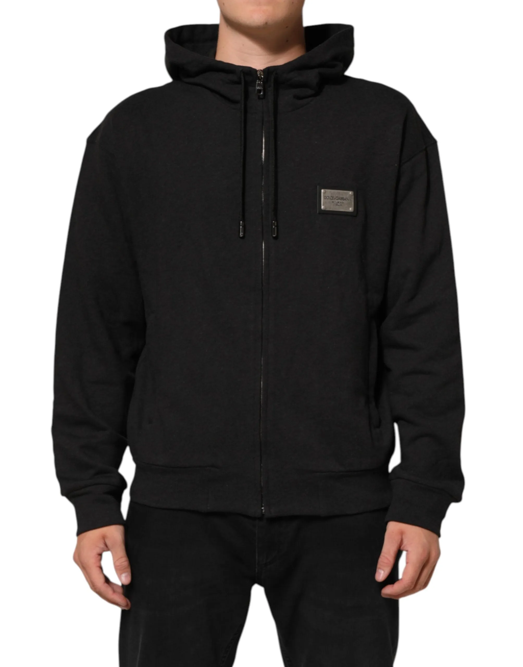 Dolce & Gabbana Black Logo FullZip Hooded Sweatshirt Sweater sold by Siebentaschen