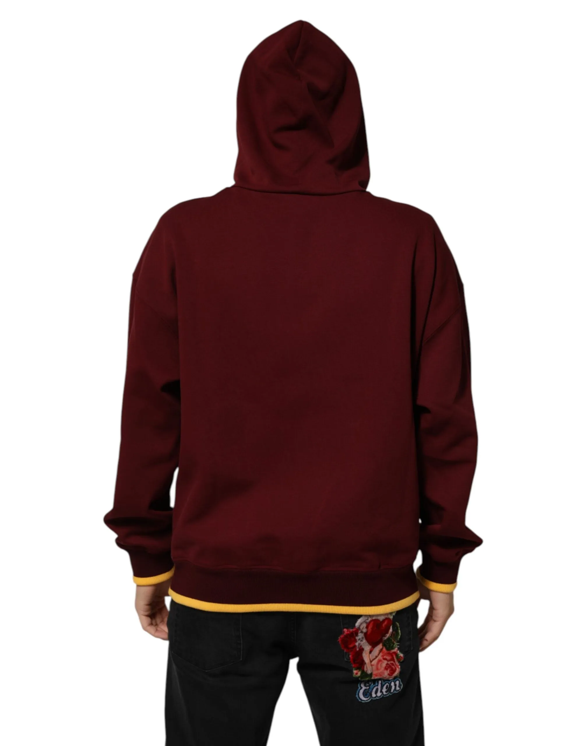 Dolce & Gabbana Maroon Embossed Logo Hooded Sweatshirt Sweater sold by Siebentaschen product image thumbnail 4