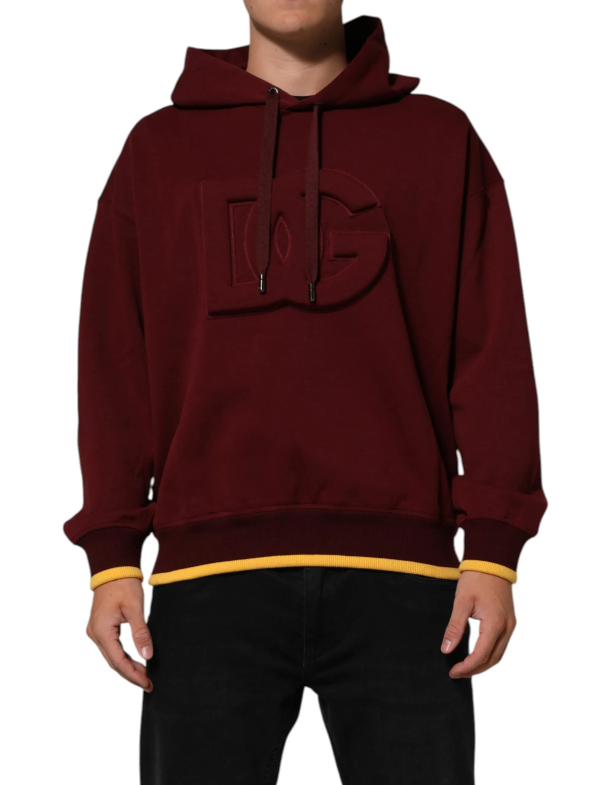 Dolce & Gabbana Maroon Embossed Logo Hooded Sweatshirt Sweater sold by Siebentaschen product image thumbnail 2
