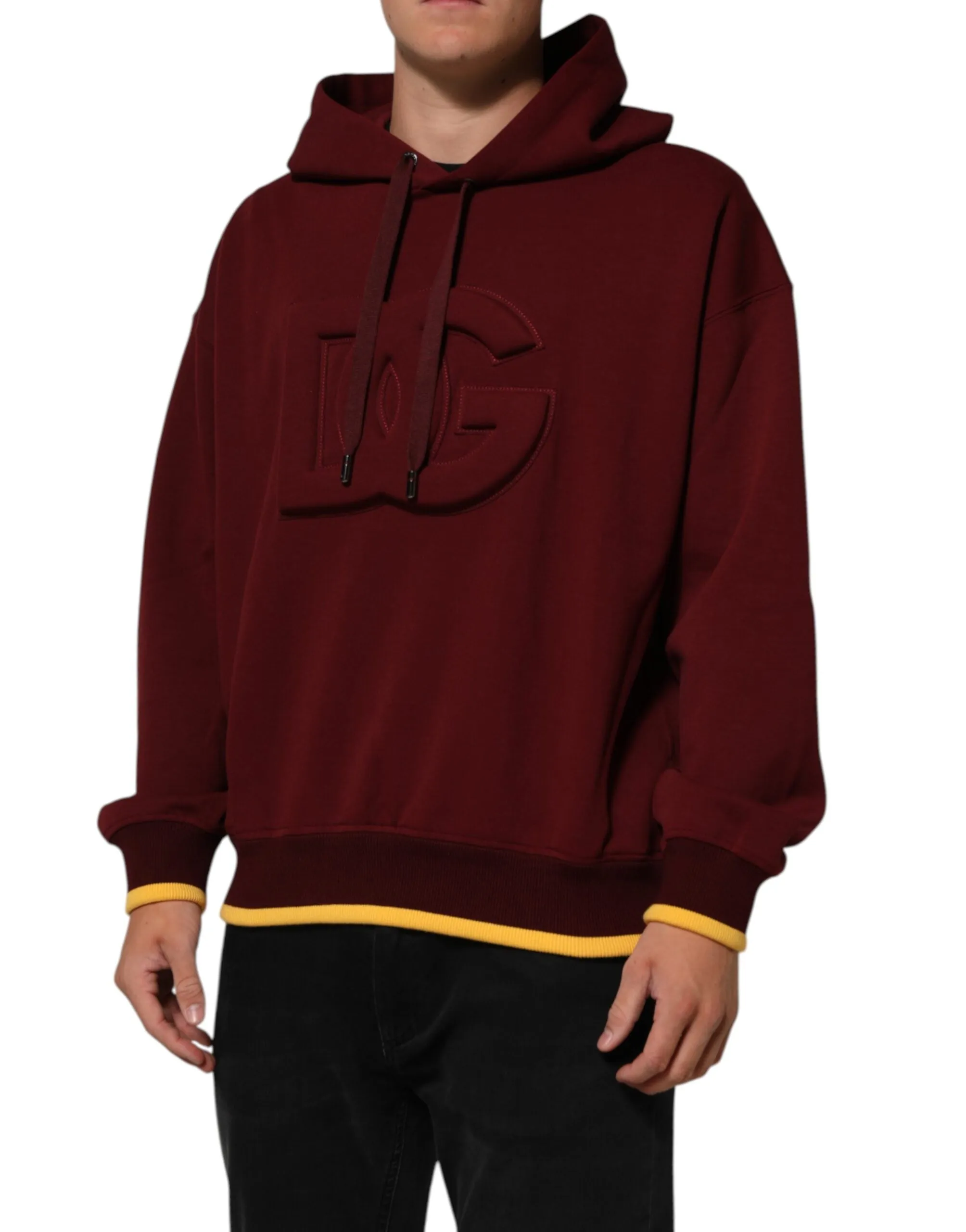 Dolce & Gabbana Maroon Embossed Logo Hooded Sweatshirt Sweater sold by Siebentaschen product image thumbnail 3