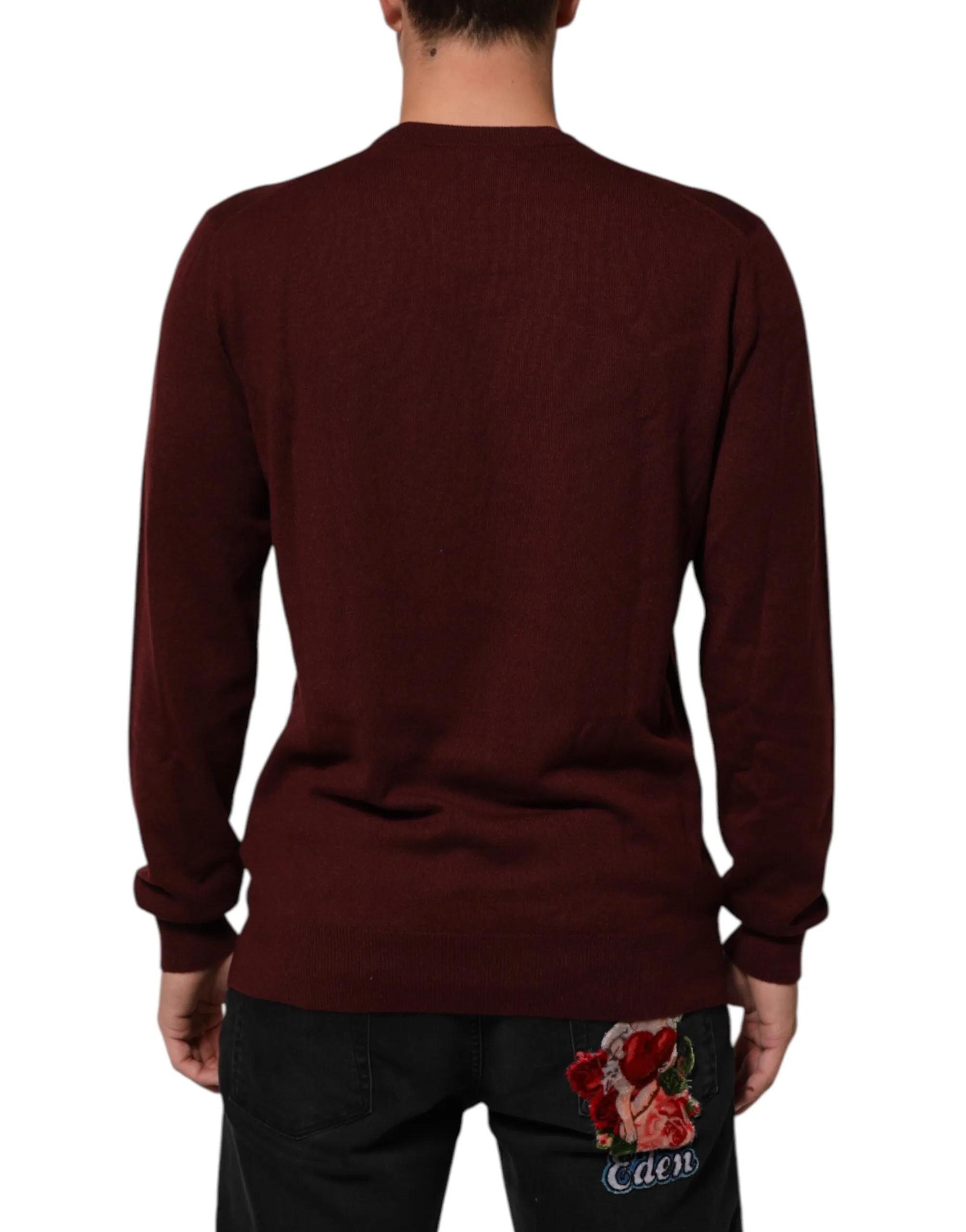 Dolce & Gabbana Maroon Cashmere Crew Neck Pullover Sweater sold by Siebentaschen product image thumbnail 4