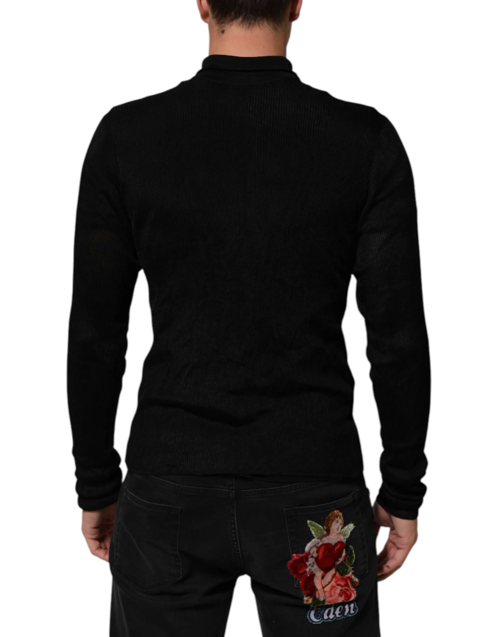 Dolce & Gabbana Black Viscose Turtle Neck Pullover Sweater sold by Siebentaschen product image thumbnail 4