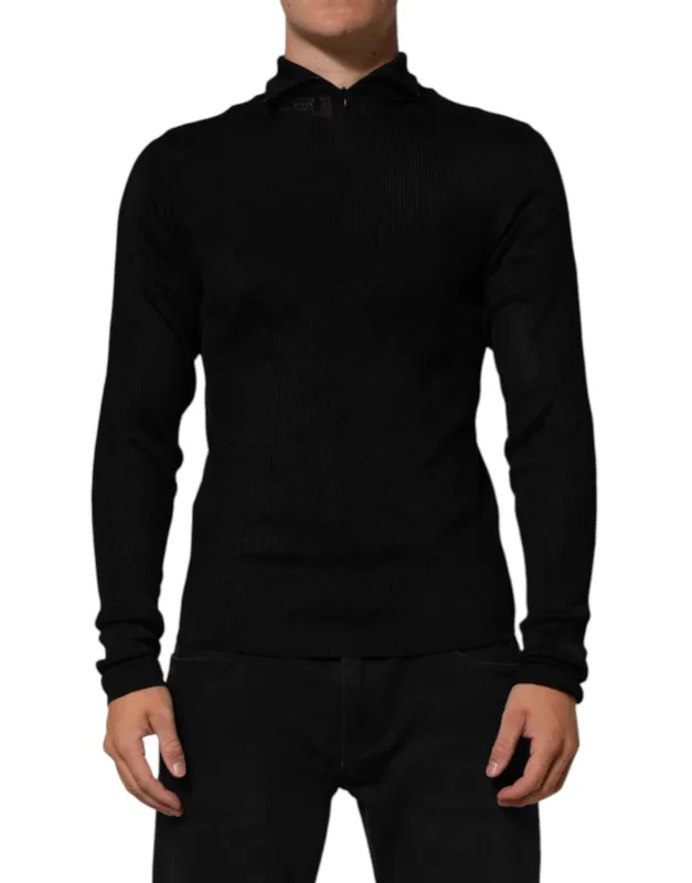 Dolce & Gabbana Black Viscose Turtle Neck Pullover Sweater sold by Siebentaschen