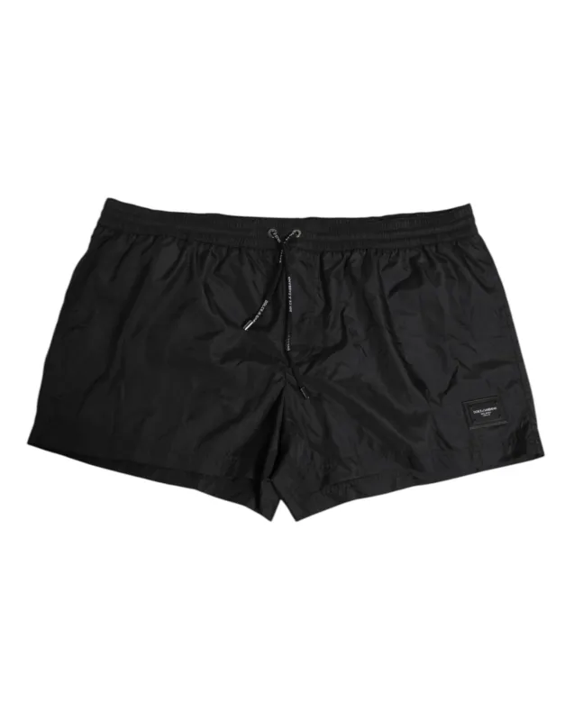 Dolce & Gabbana Black Logo Polyester Beachwear Shorts Swimwear sold by Siebentaschen