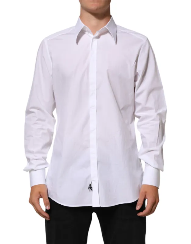 Dolce & Gabbana White Cotton MARTINI Men Formal Dress Shirt sold by Siebentaschen