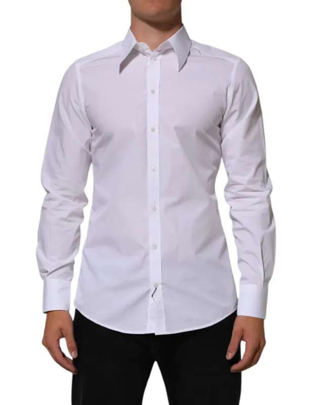 Dolce & Gabbana White Cotton MARTINI Men Formal Dress Shirt sold by Siebentaschen