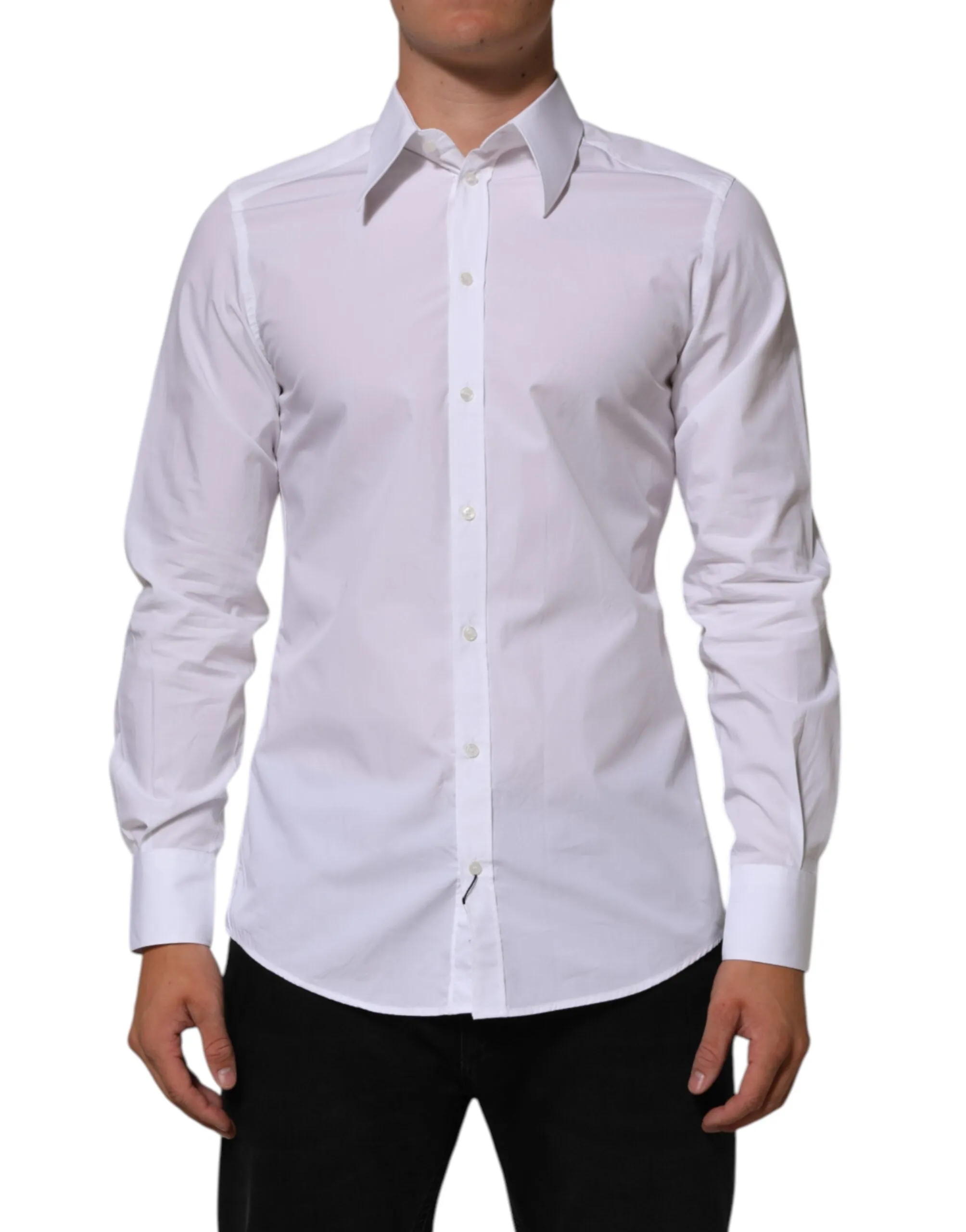 Dolce & Gabbana White Cotton MARTINI Men Formal Dress Shirt sold by Siebentaschen