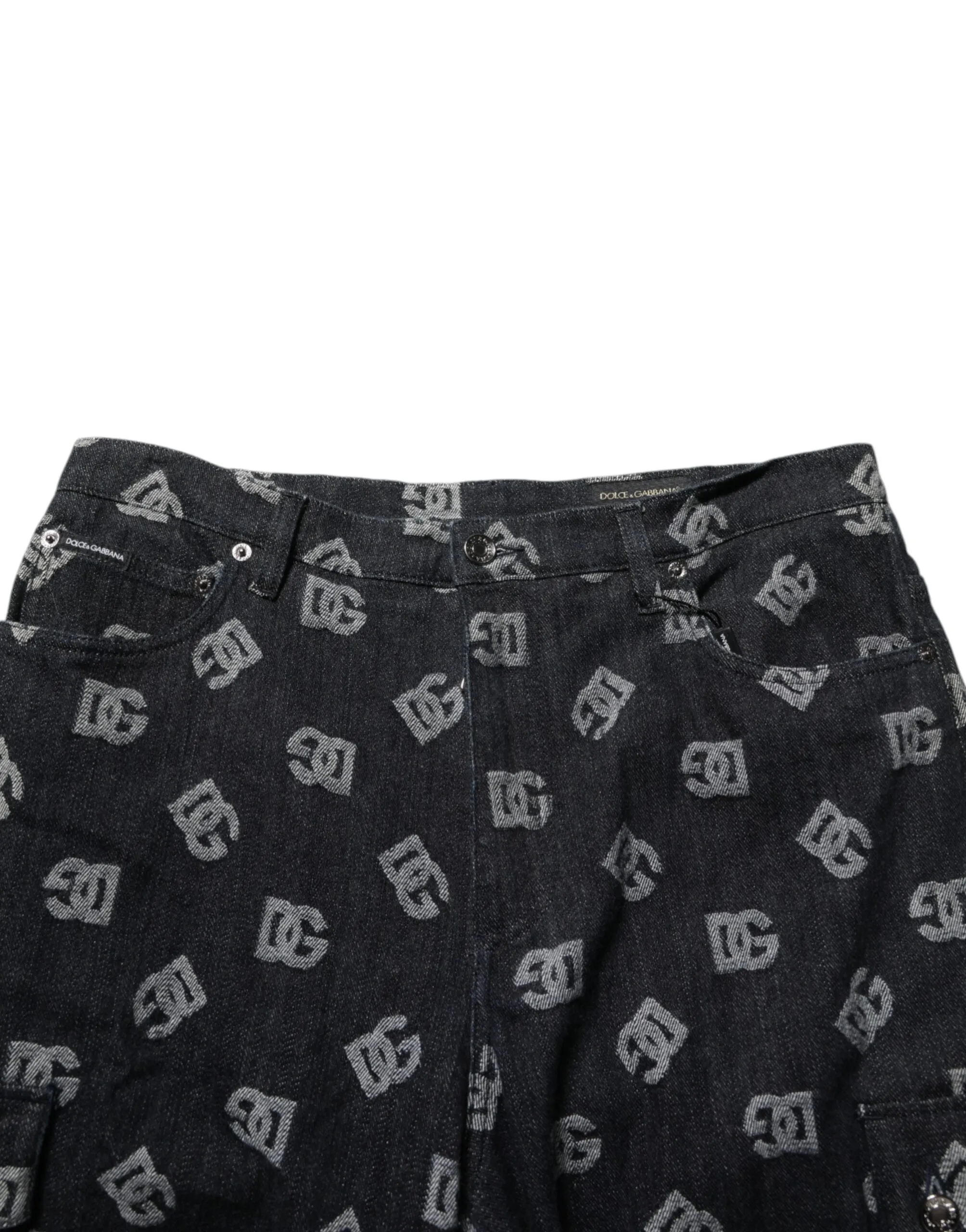 Dolce & Gabbana Black Monogram Denim Cargo Men Bermuda Short sold by Siebentaschen product image thumbnail 5