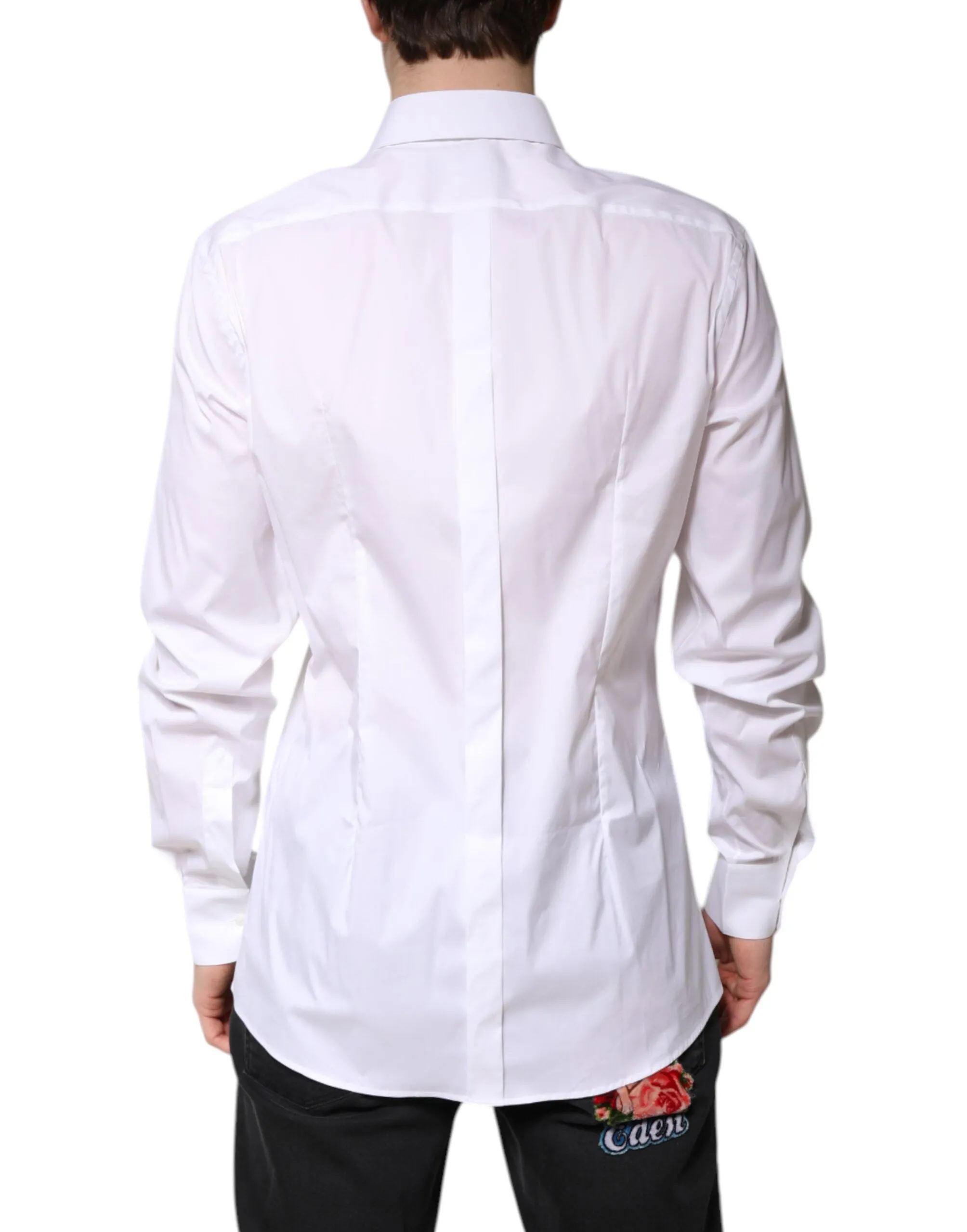 Dolce & Gabbana White Cotton Collared GOLD FormalDress Shirt sold by Siebentaschen product image thumbnail 4