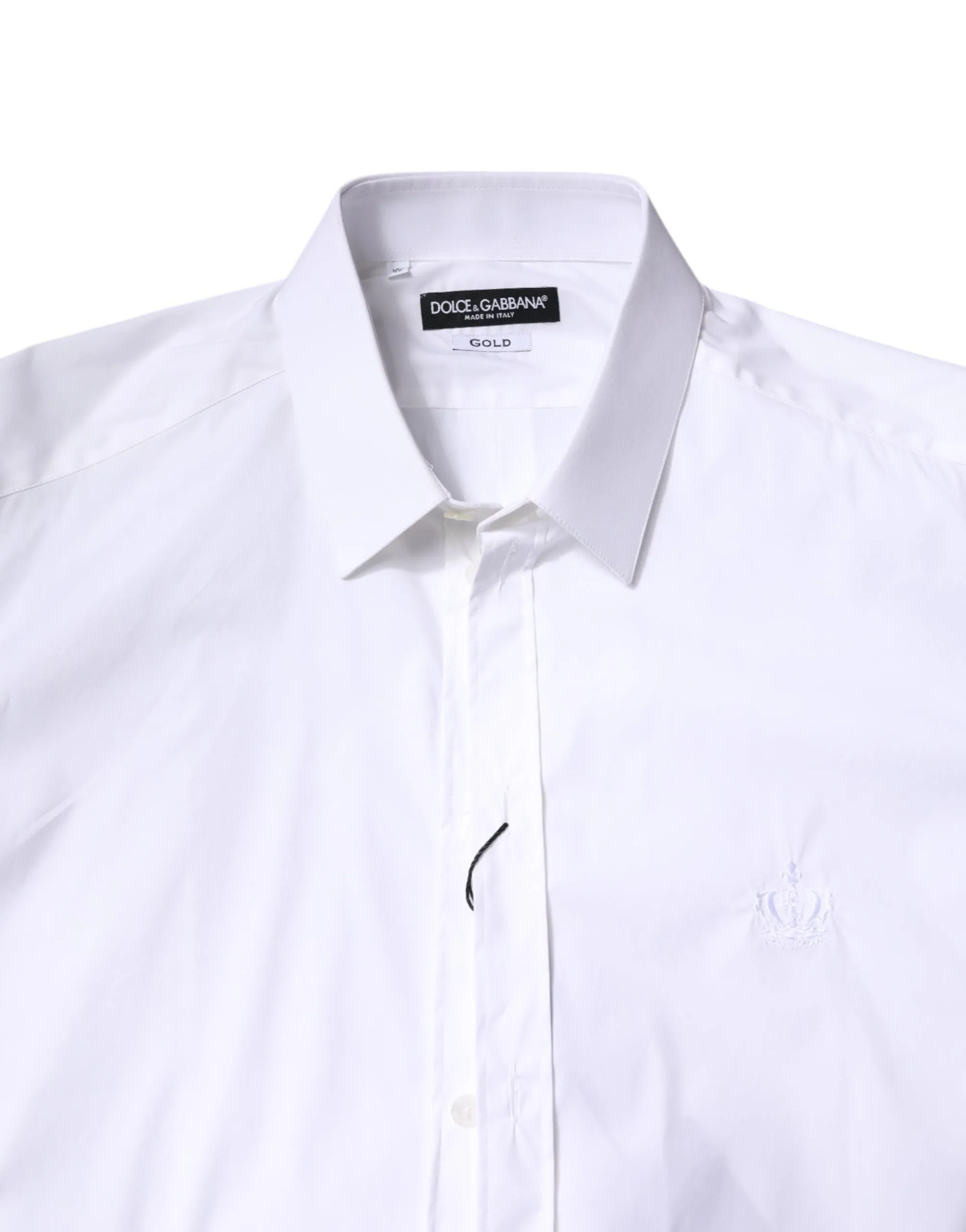 Dolce & Gabbana White Cotton Collared GOLD FormalDress Shirt sold by Siebentaschen product image thumbnail 5