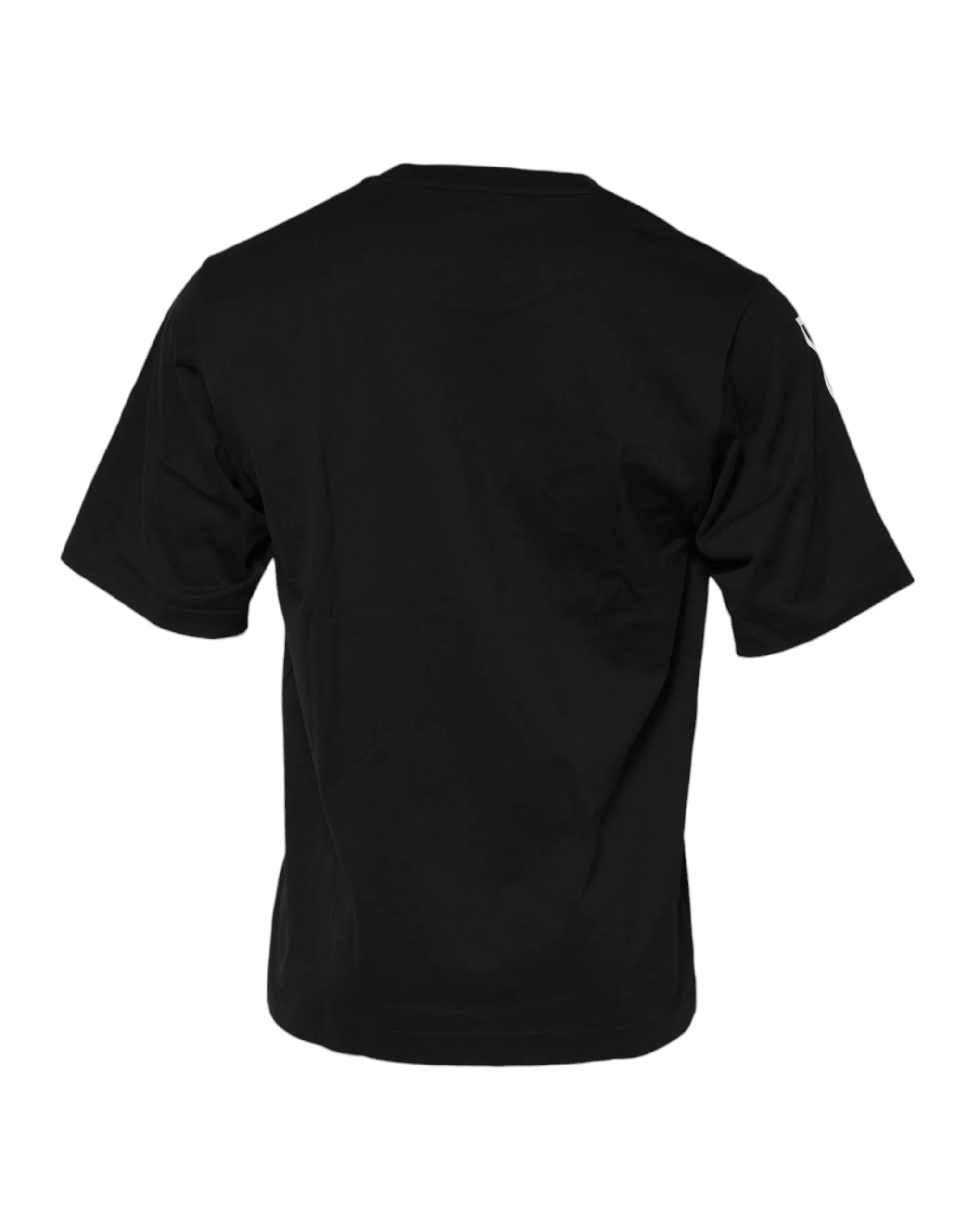 Dolce & Gabbana Black Logo Print Cotton Men Crew Neck T-shirt sold by Siebentaschen product image thumbnail 3