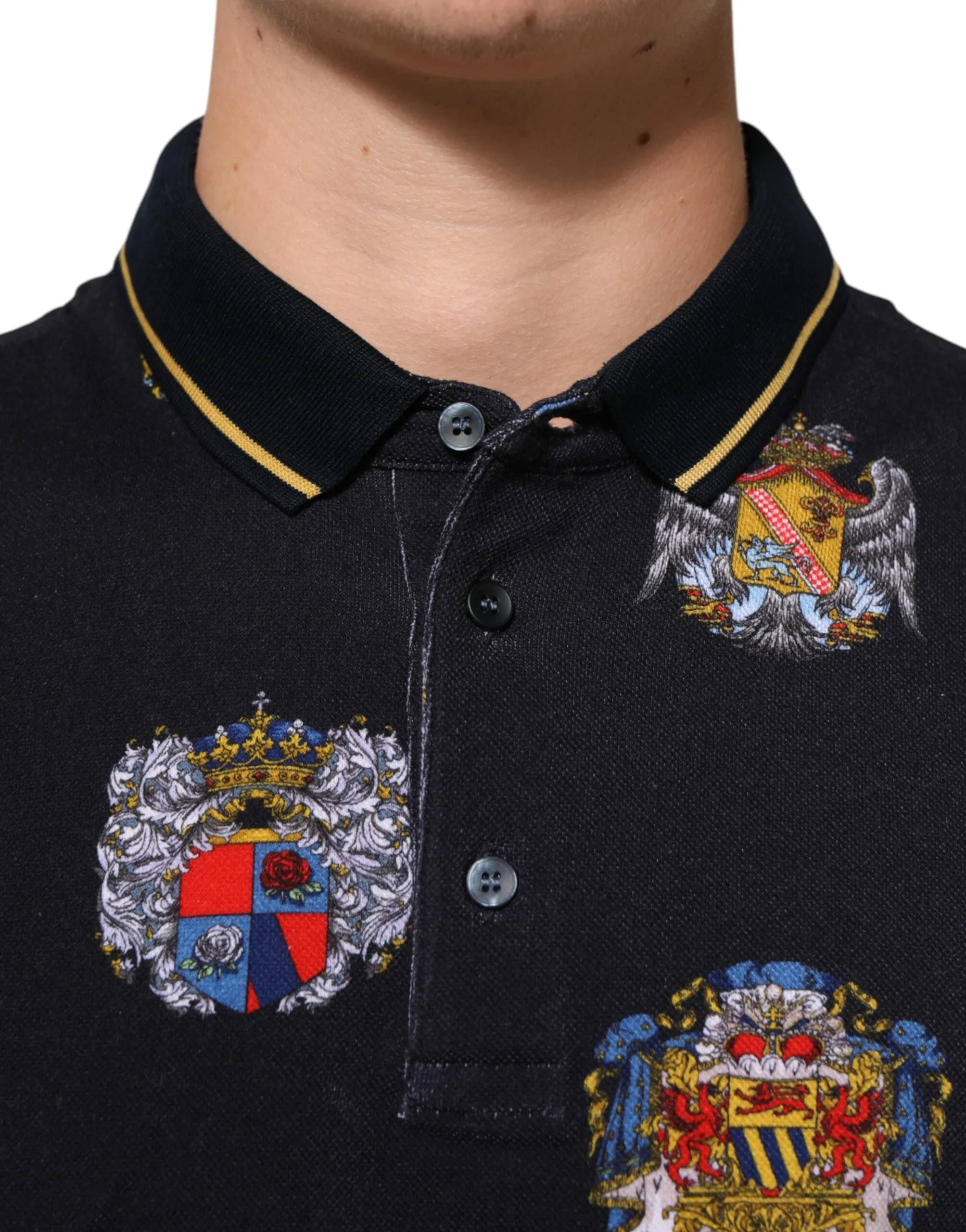 Dolce & Gabbana Blue Heraldic Crest Print Polo Shirt T-shirt sold by Siebentaschen product image thumbnail 5