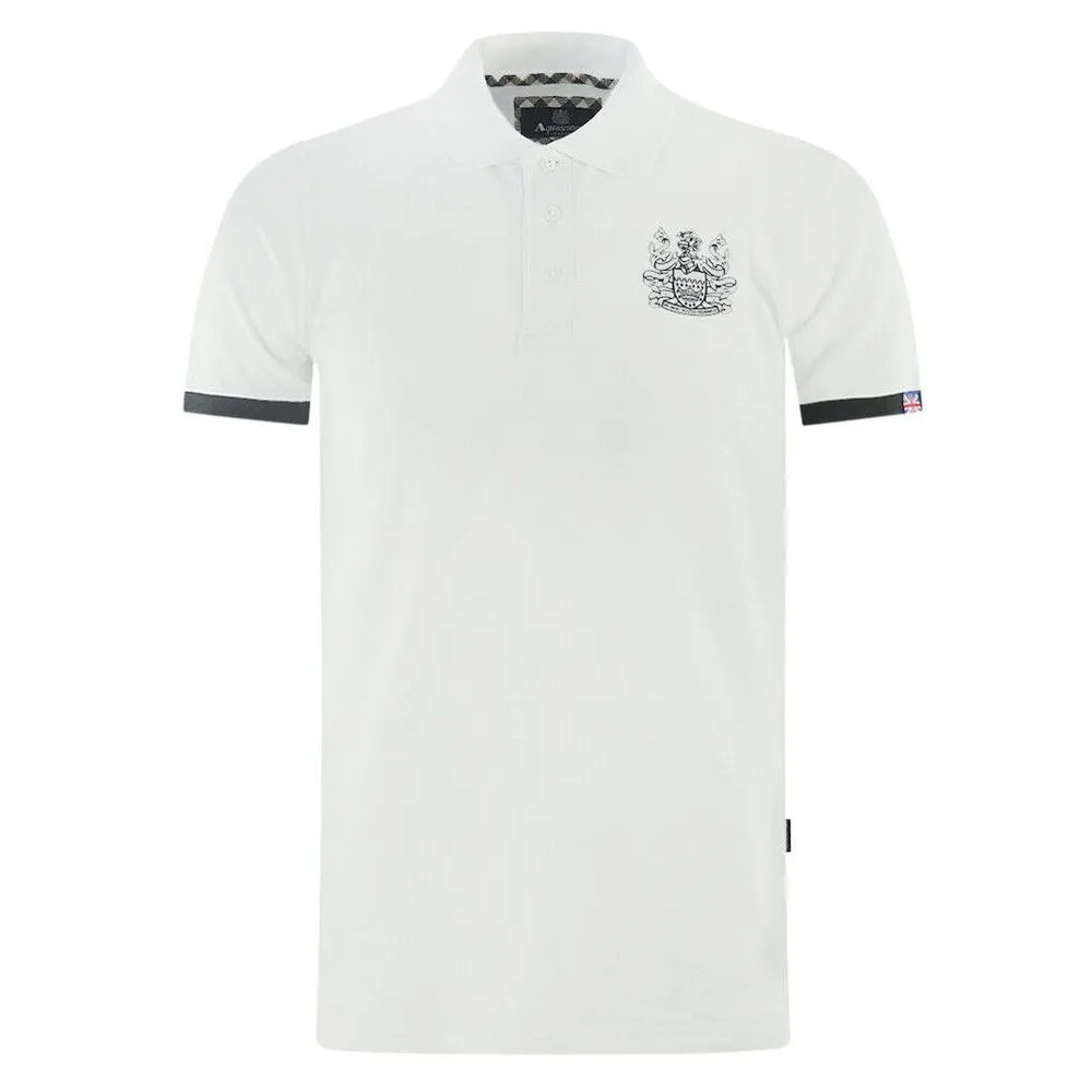Aquascutum White Cotton Polo Shirt sold by Siebentaschen