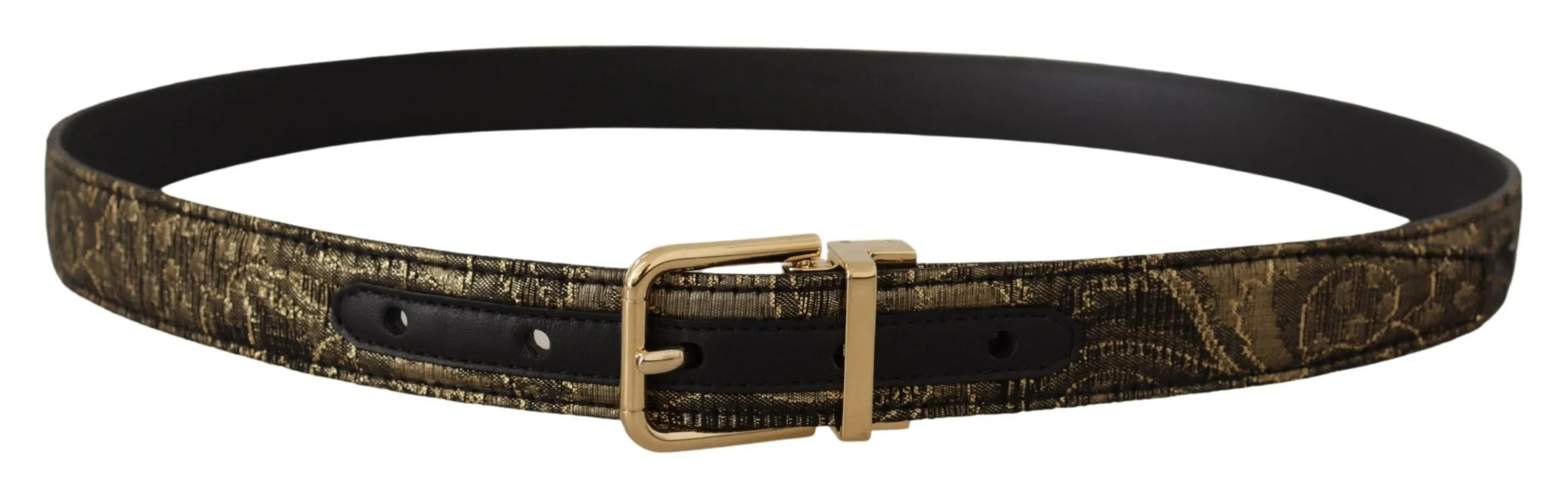 Dolce & Gabbana Black Two-toned Leather Gold Engraved Buckle Belt sold by Siebentaschen product image thumbnail 3