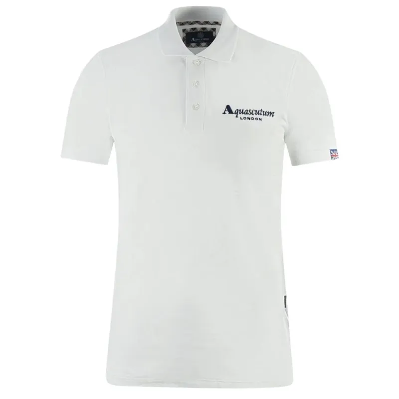 Aquascutum White Cotton Polo Shirt sold by Siebentaschen