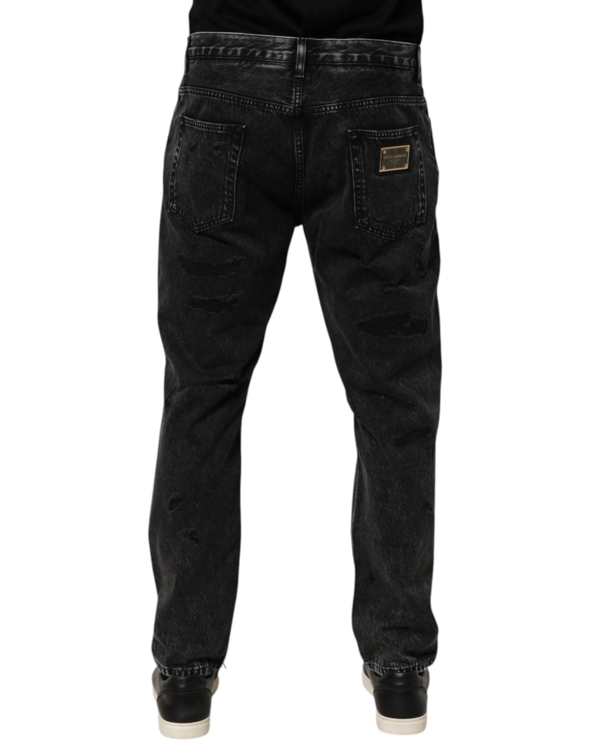 Dolce & Gabbana Black Washed Ripped Loose Cotton Denim Jeans sold by Siebentaschen product image thumbnail 4