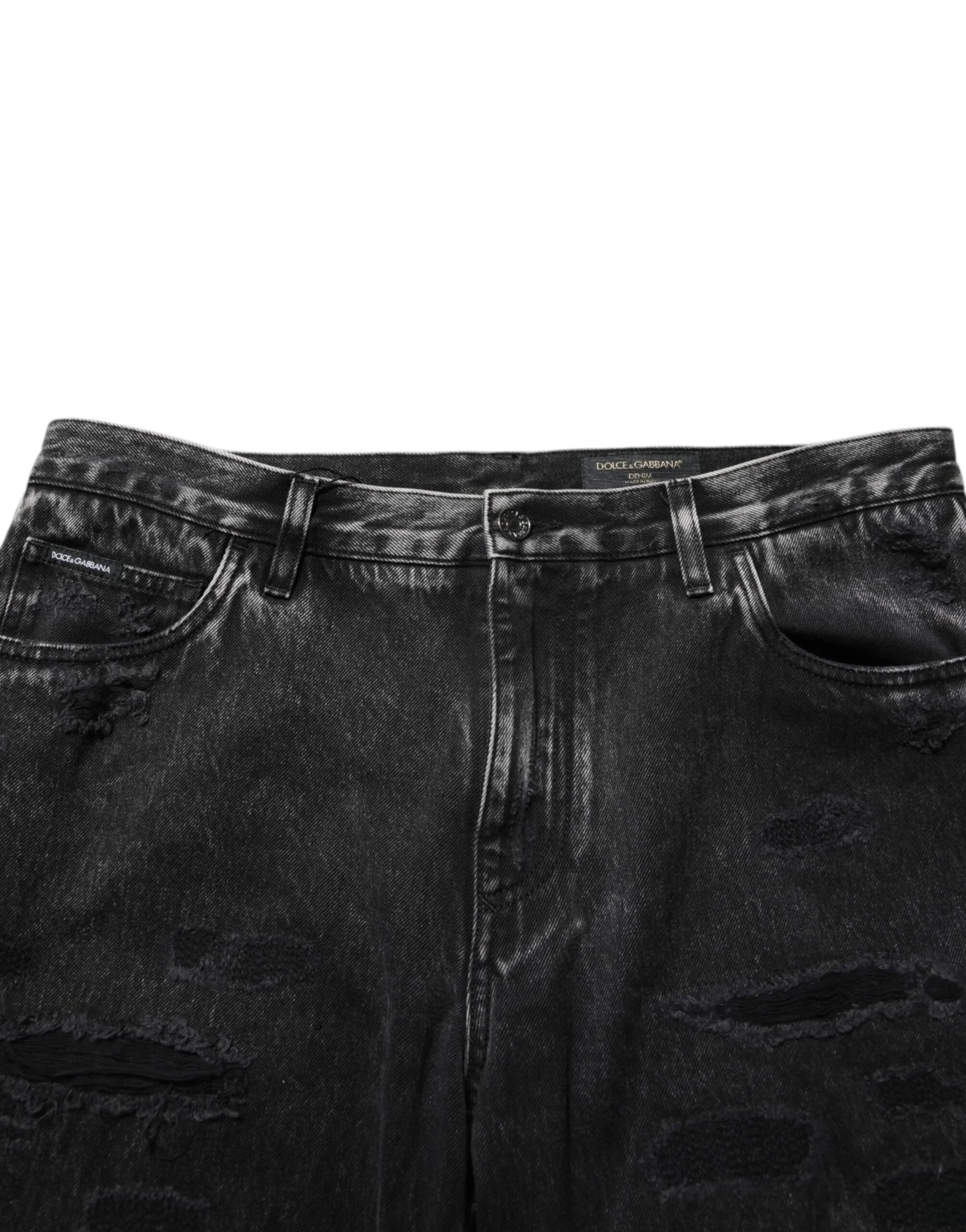 Dolce & Gabbana Black Washed Ripped Loose Cotton Denim Jeans sold by Siebentaschen product image thumbnail 5