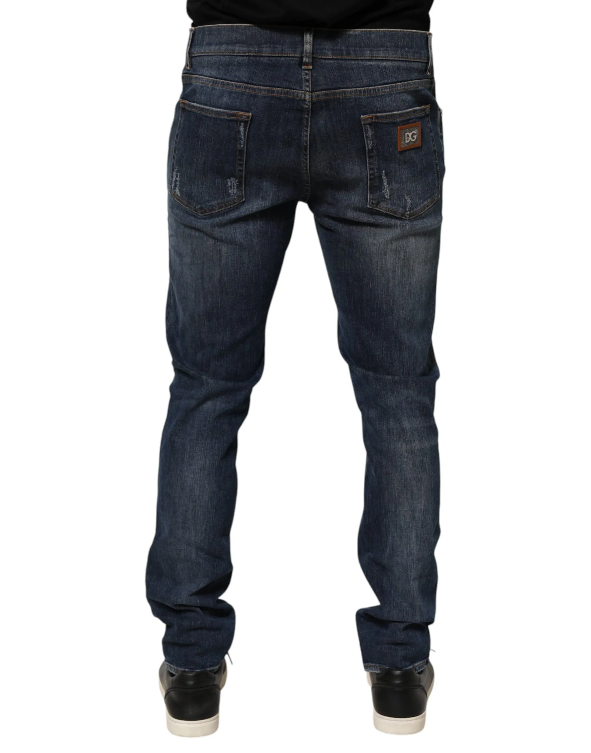 Dolce & Gabbana Dark Blue Washed Running Ripped Denim Jeans sold by Siebentaschen product image thumbnail 4