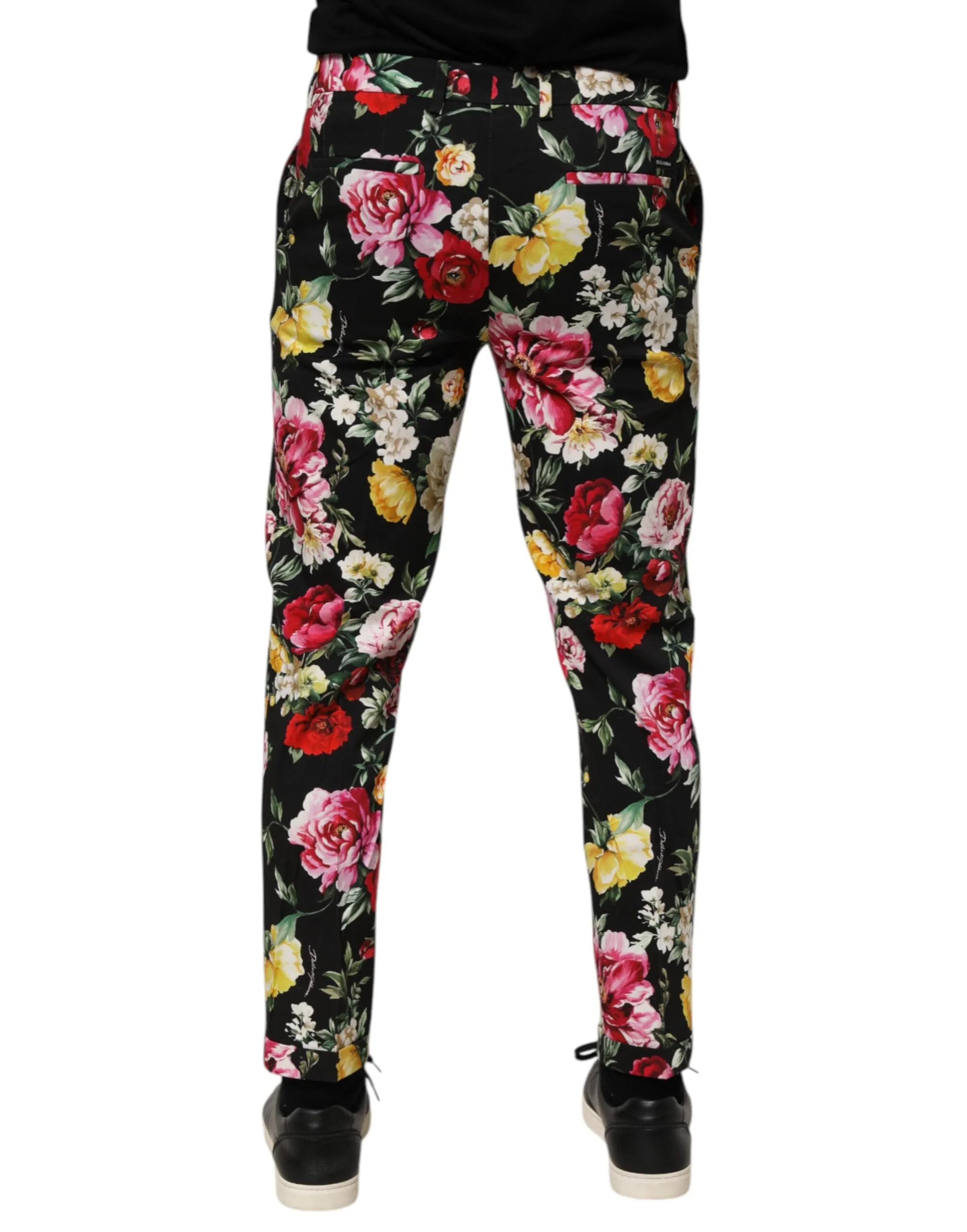 Dolce & Gabbana Black Floral Cotton Dress Formal Trouser Pants sold by Siebentaschen product image thumbnail 4