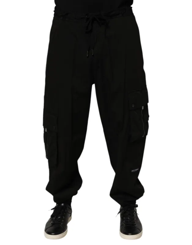 Dolce & Gabbana Black Cotton Cargo Jogger Sweatpants Pants made by Siebentaschen