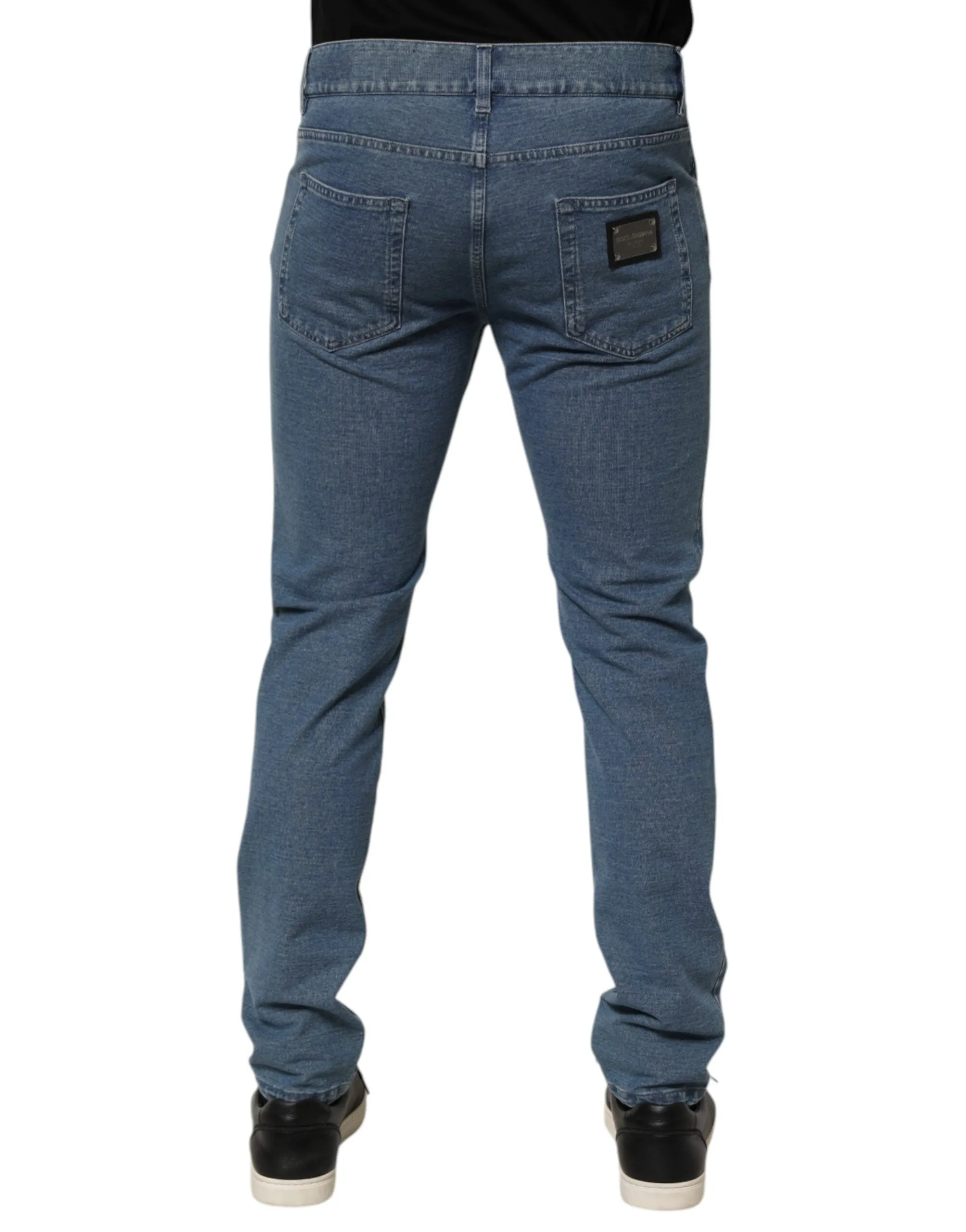 Dolce & Gabbana Blue Cotton Stretch Slim Fit Men Denim Jeans sold by Siebentaschen product image thumbnail 4